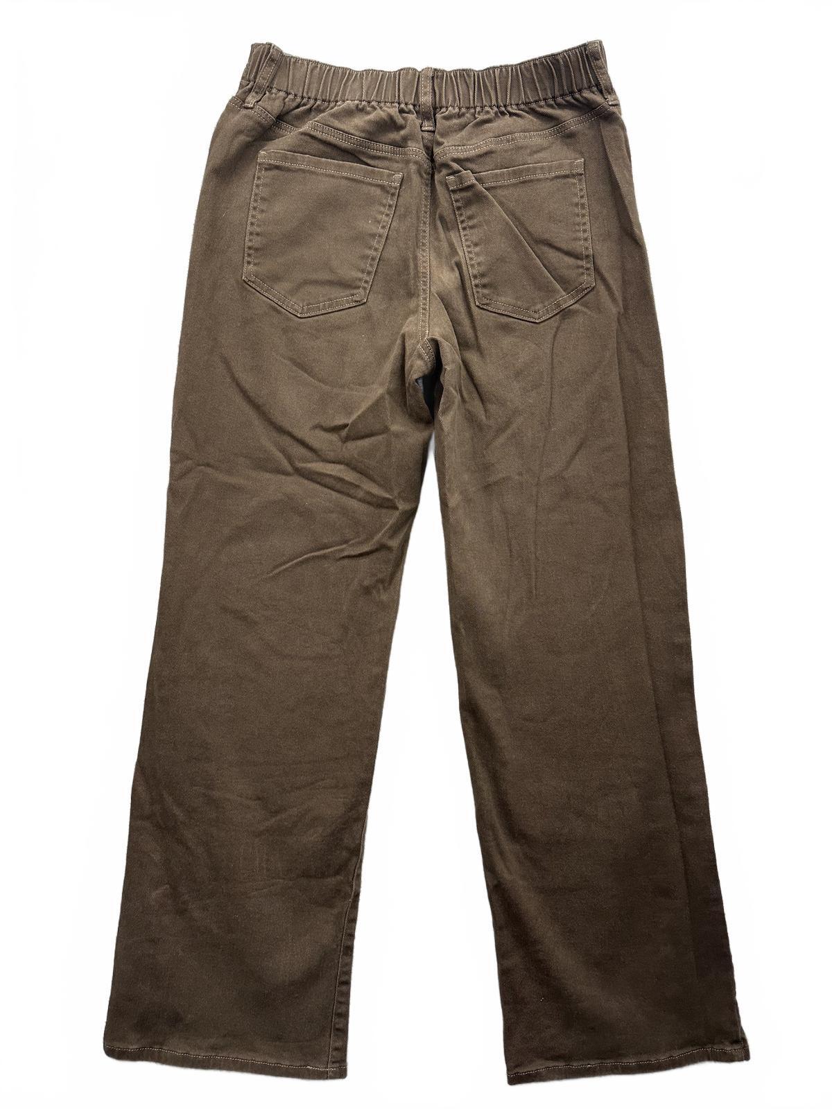 No Boundaries Brown Straight Leg Pants Casual Everyday Wear Elastic Waist