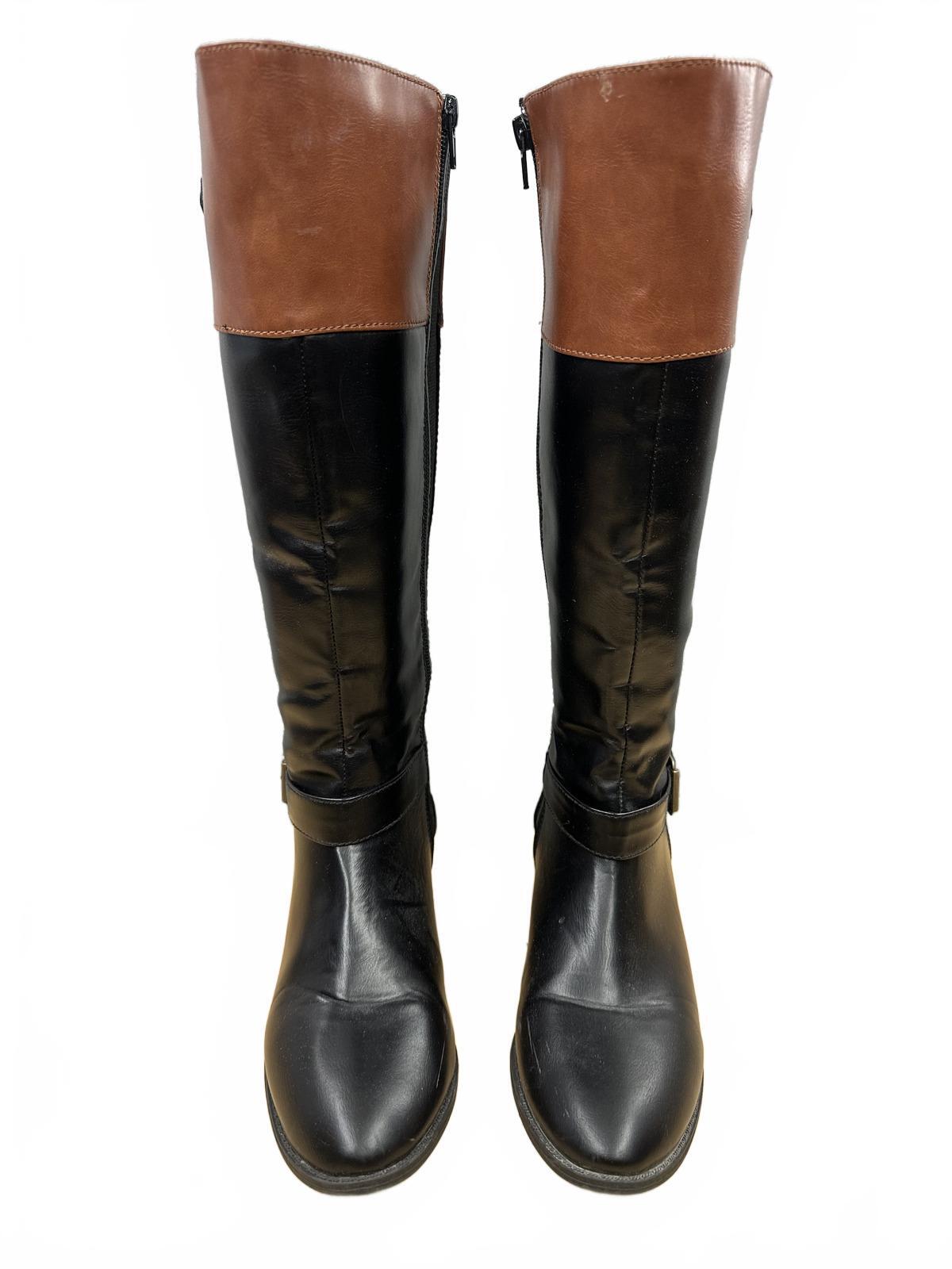 Rampage Two Tone Brown and Black Knee High Boots