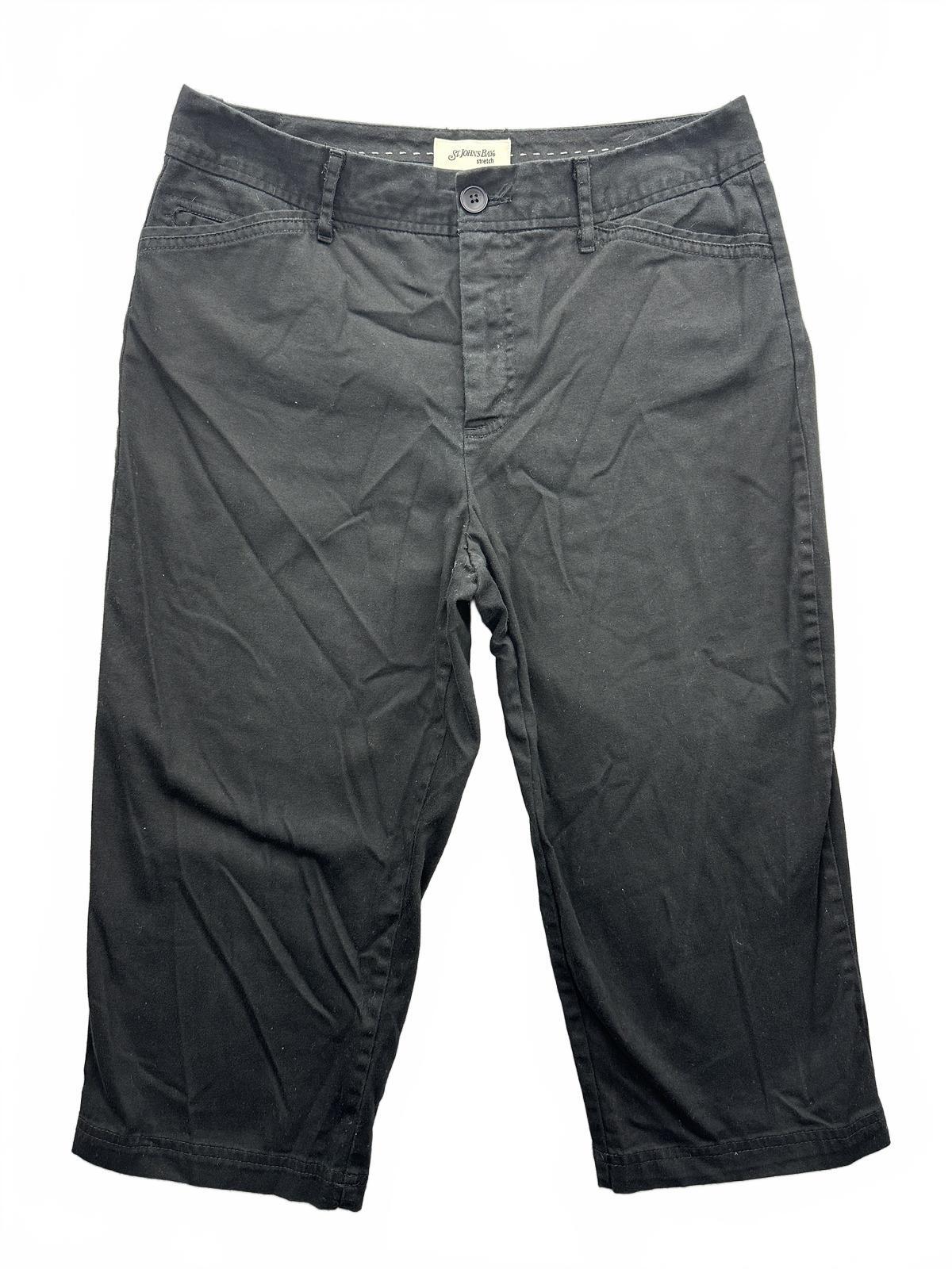 St. Johns Bay Black Stretch Capri Pants Cropped Casual Office Wear
