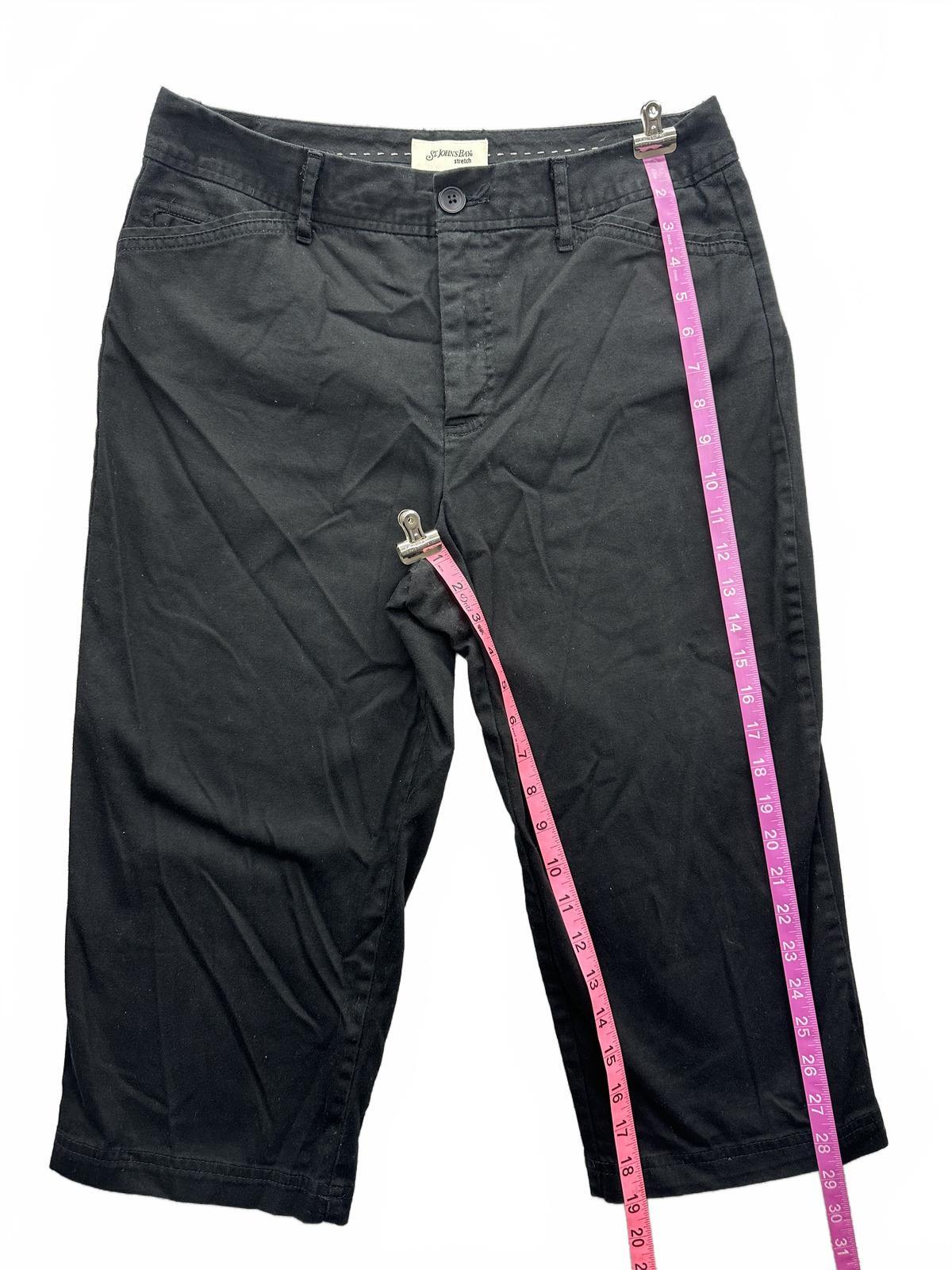 St. Johns Bay Black Stretch Capri Pants Cropped Casual Office Wear