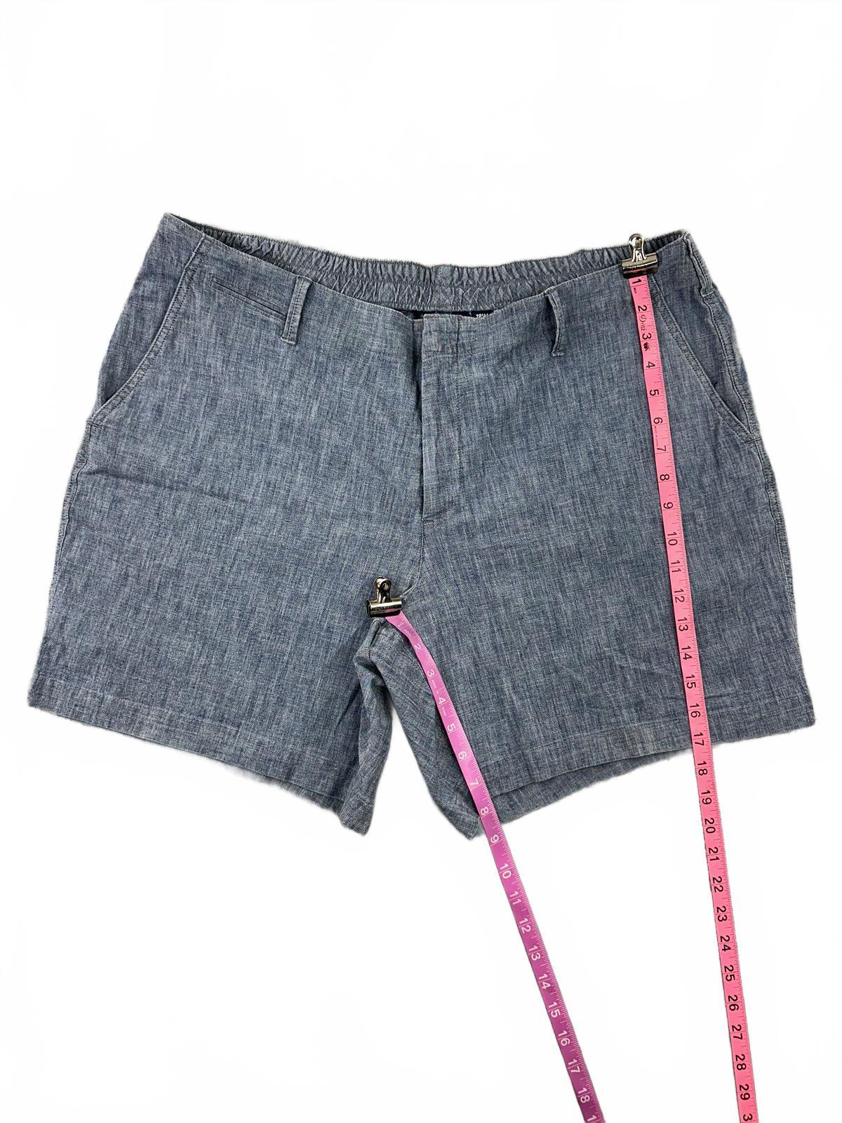 Lands' End Blue Gray Linen Blend Casual Summer Shorts Elastic Waist