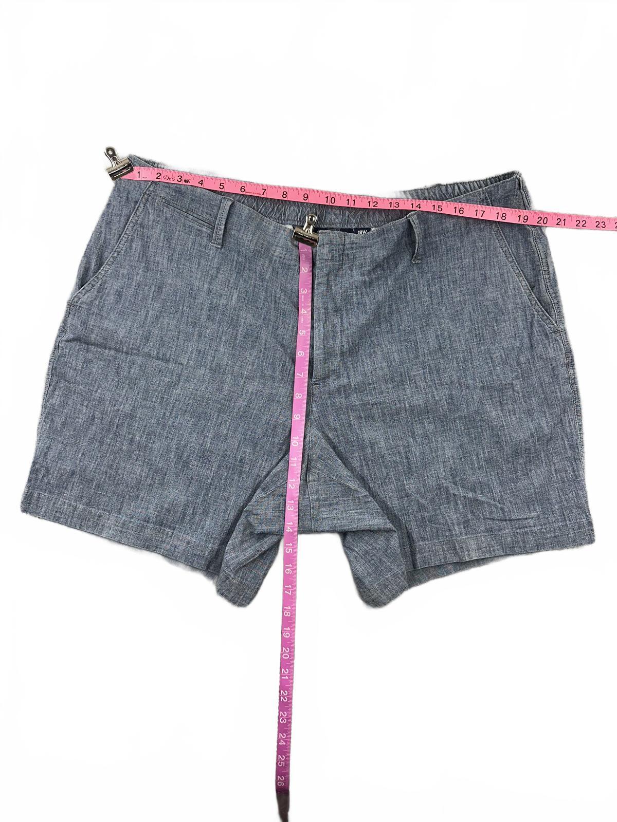 Lands' End Blue Gray Linen Blend Casual Summer Shorts Elastic Waist