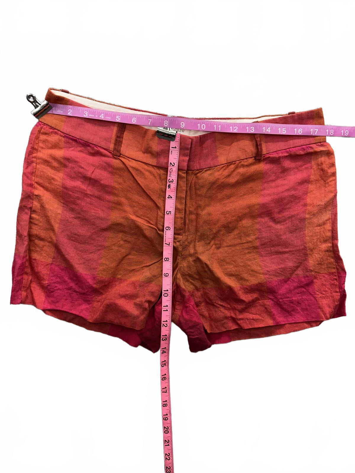 J.Crew Colorblock Linen Shorts in Warm Orange and Pink