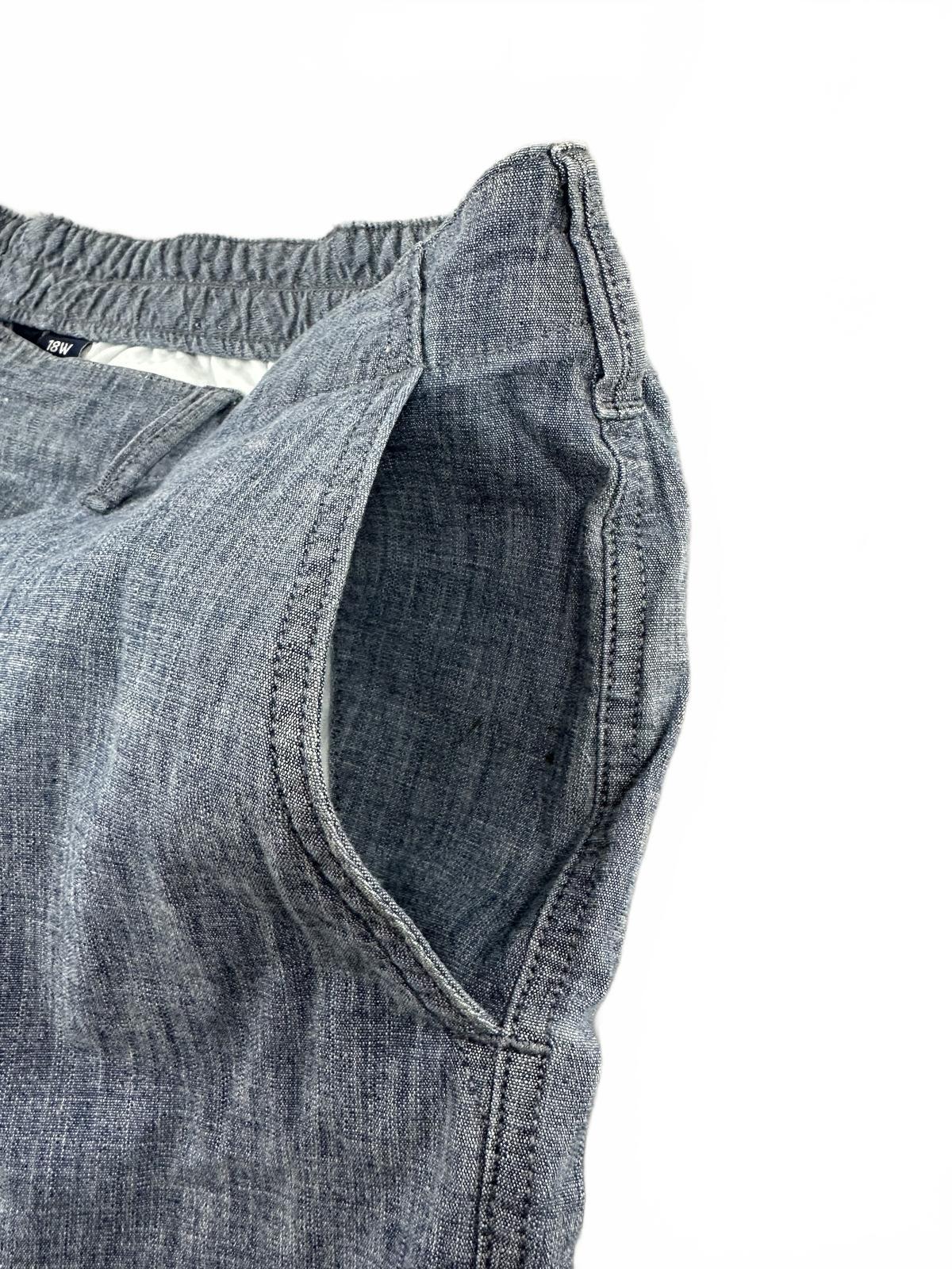 Lands' End Blue Gray Linen Blend Casual Summer Shorts Elastic Waist