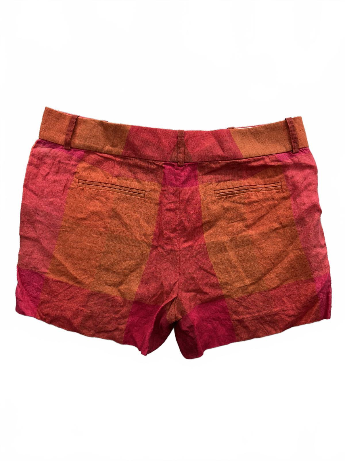 J.Crew Colorblock Linen Shorts in Warm Orange and Pink