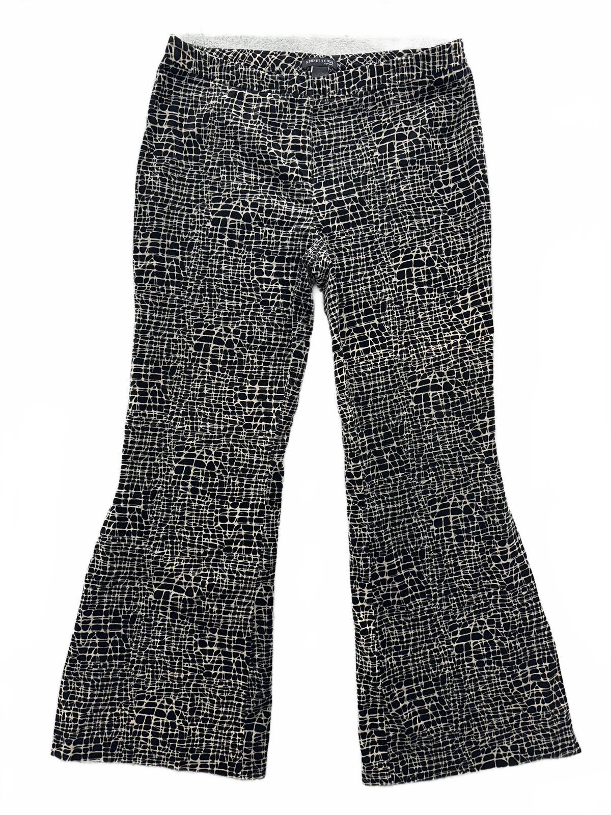 Kenneth Cole New York Black and White Abstract Pattern Flared Pants