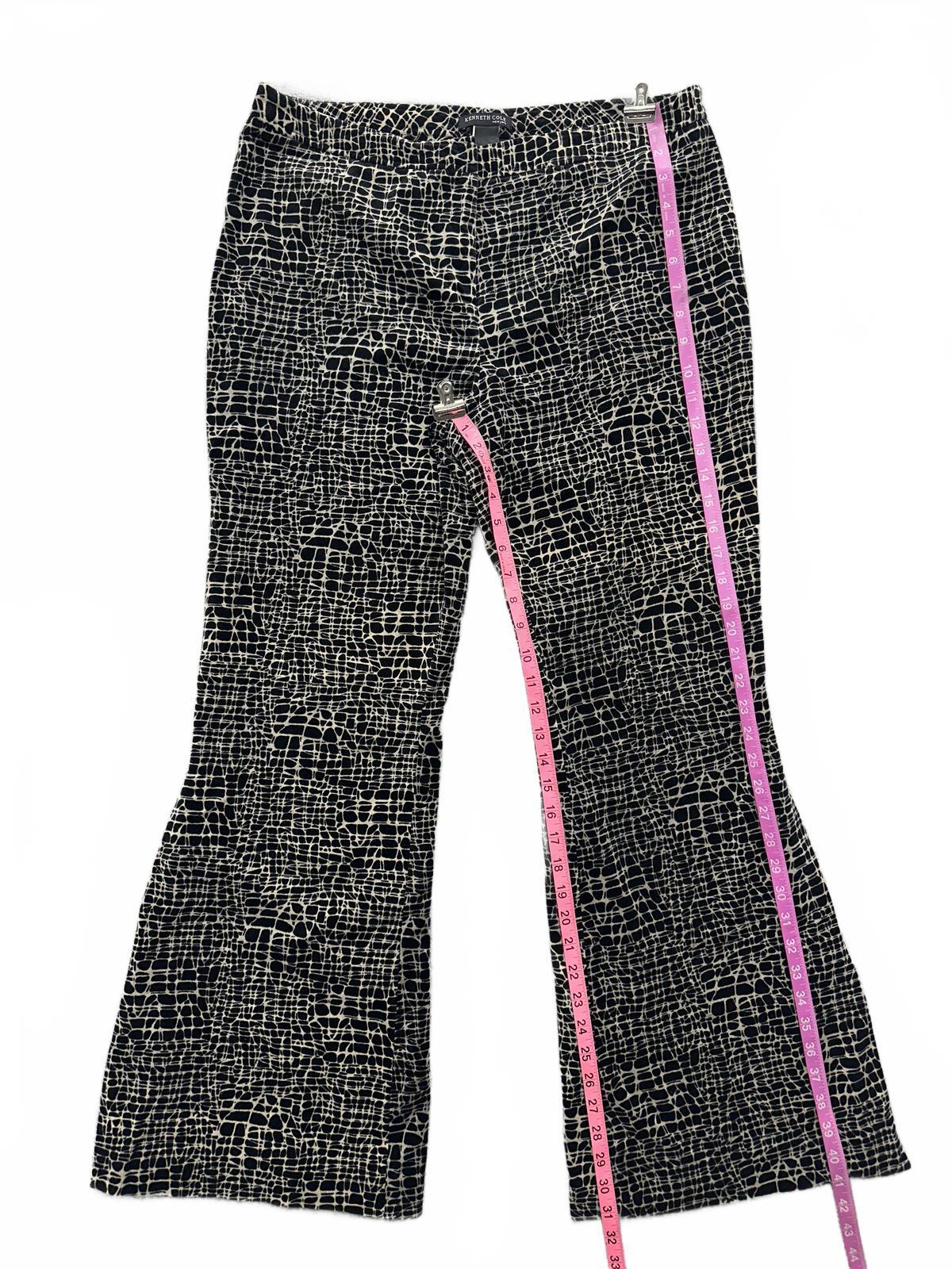 Kenneth Cole New York Black and White Abstract Pattern Flared Pants