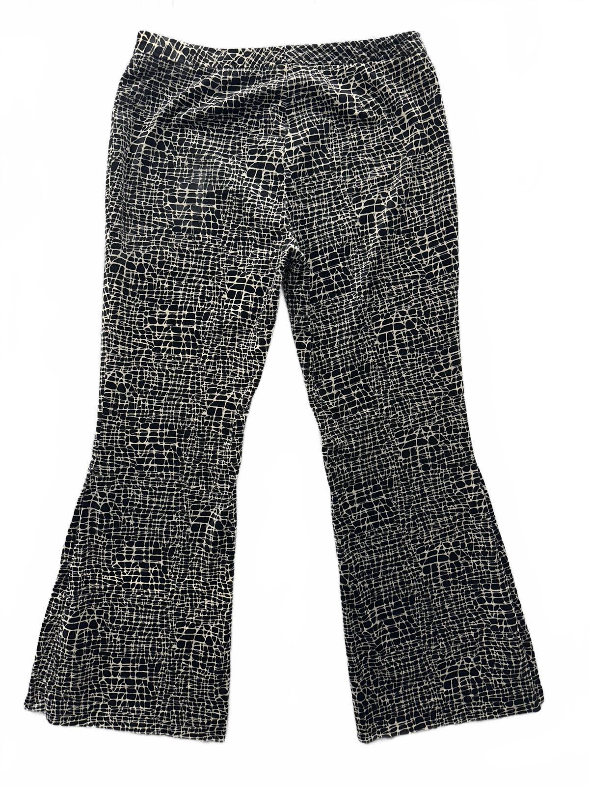 Kenneth Cole New York Black and White Abstract Pattern Flared Pants