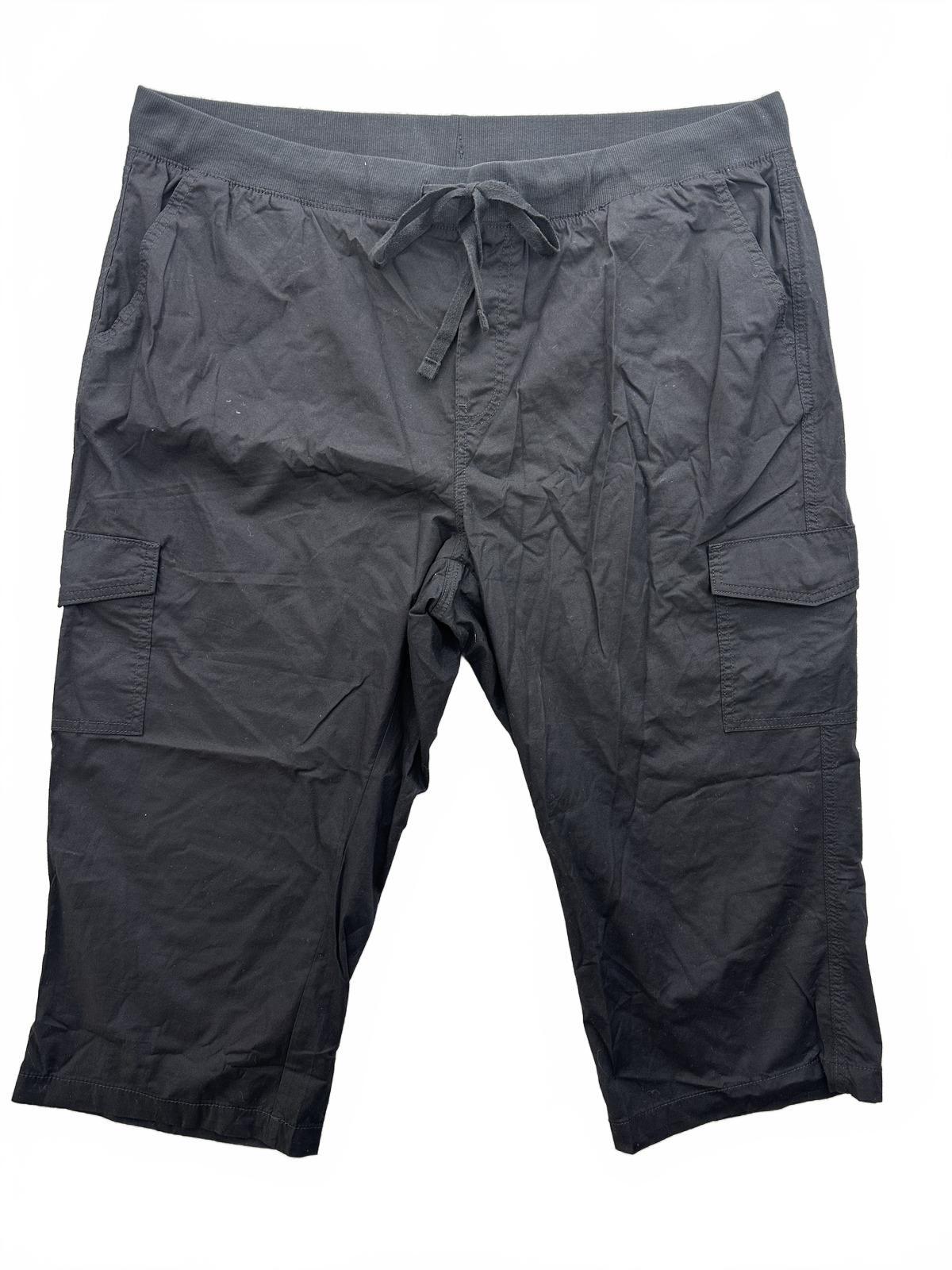 St. John's Bay Black Cargo Shorts Relaxed Fit Elastic Waist Drawstring