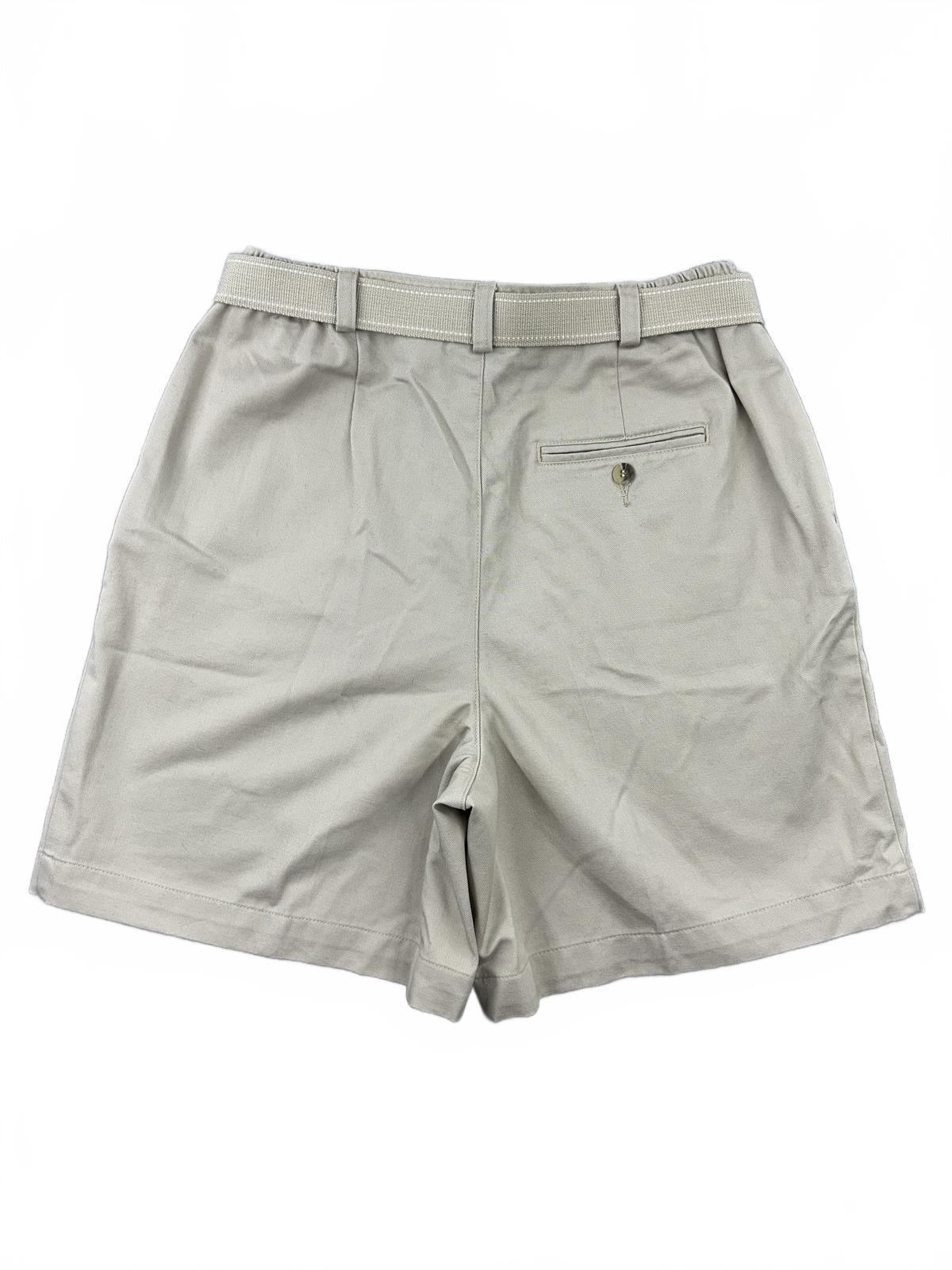 St. John's Bay Beige Cotton Casual Shorts with Built In Belt Classic Preppy