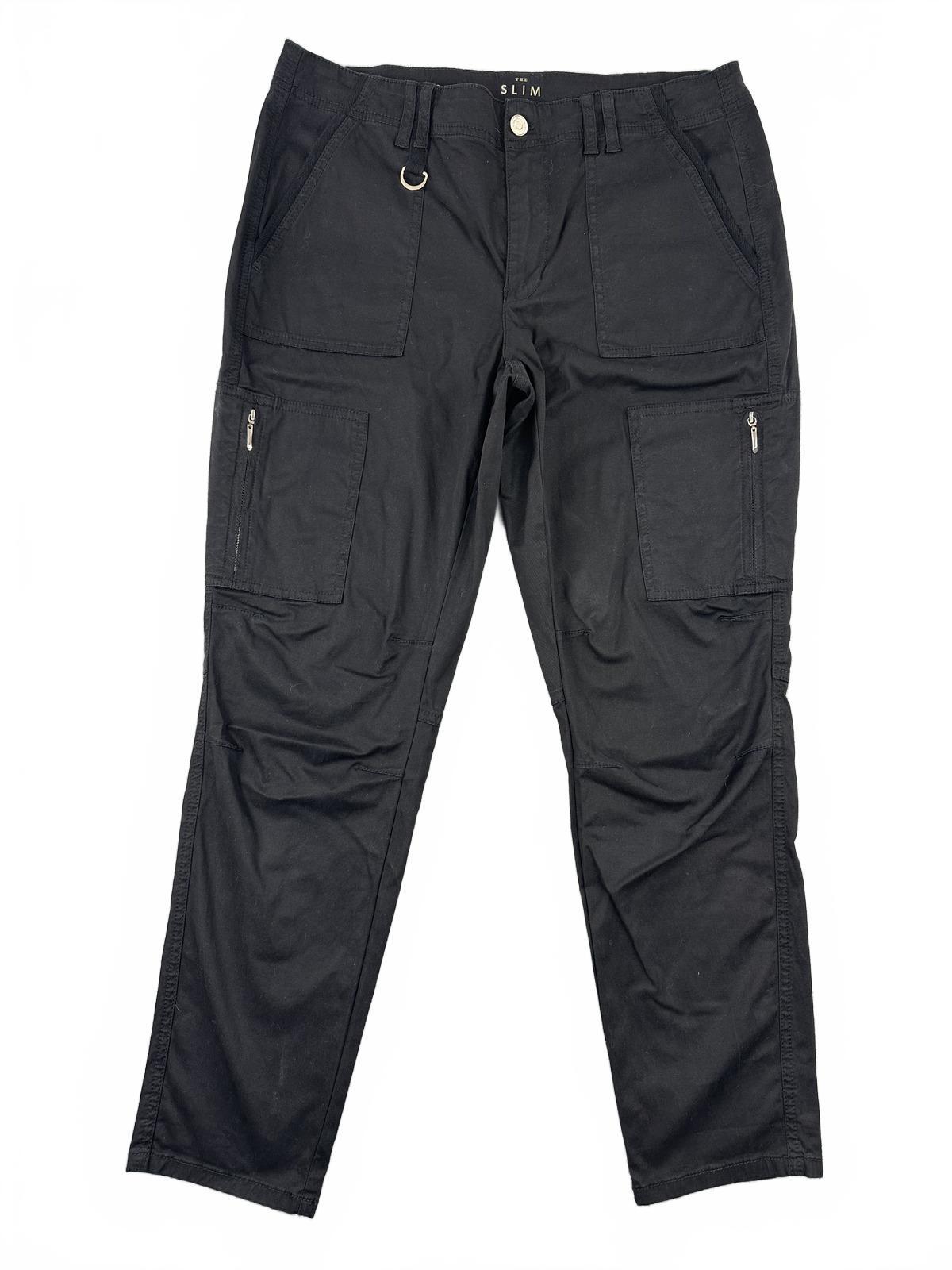 The Slim Crop Black Slim Crop Utility Pants with Multiple Pockets