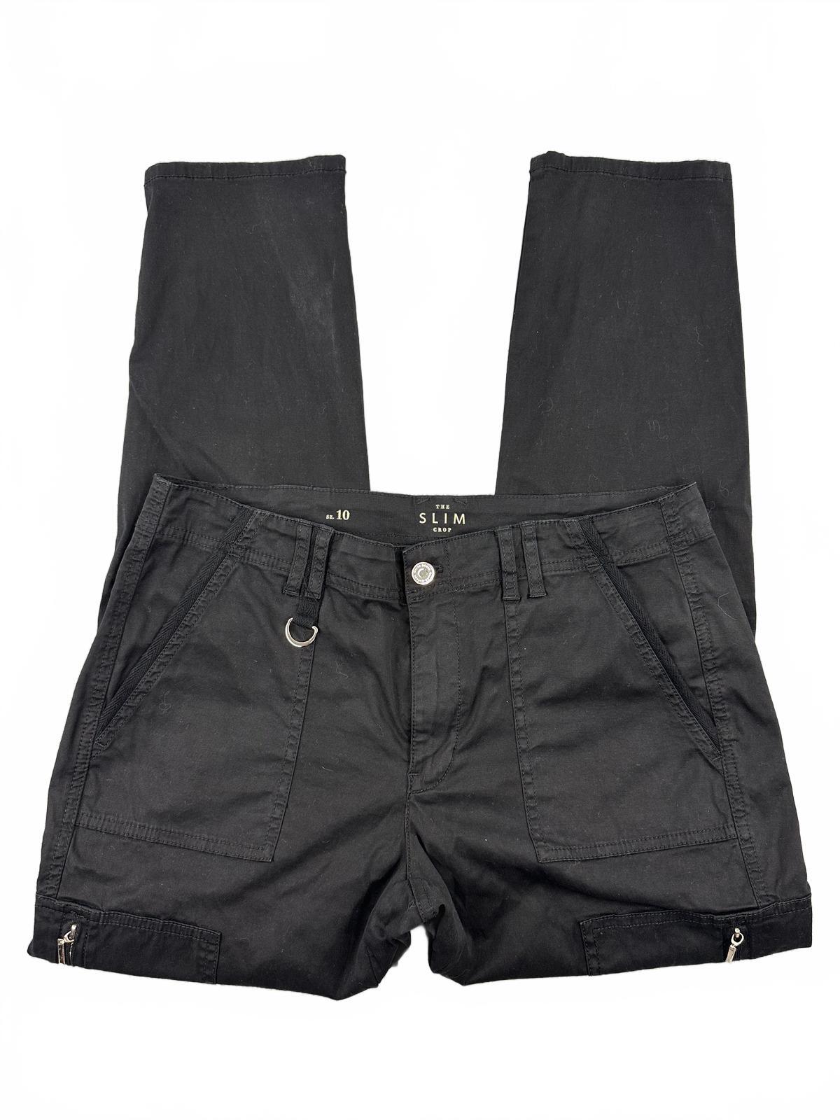 The Slim Crop Black Slim Crop Utility Pants with Multiple Pockets