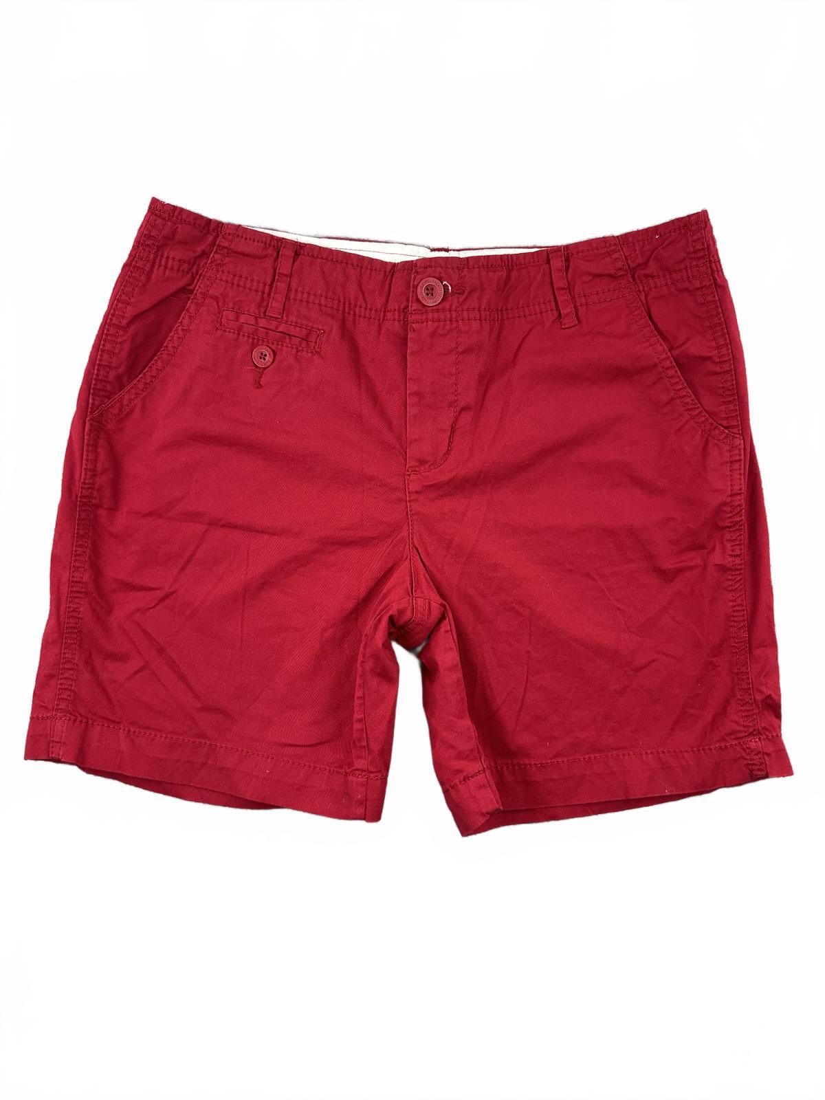 Faded Glory Red Cotton Blend Casual Shorts with Button Pockets