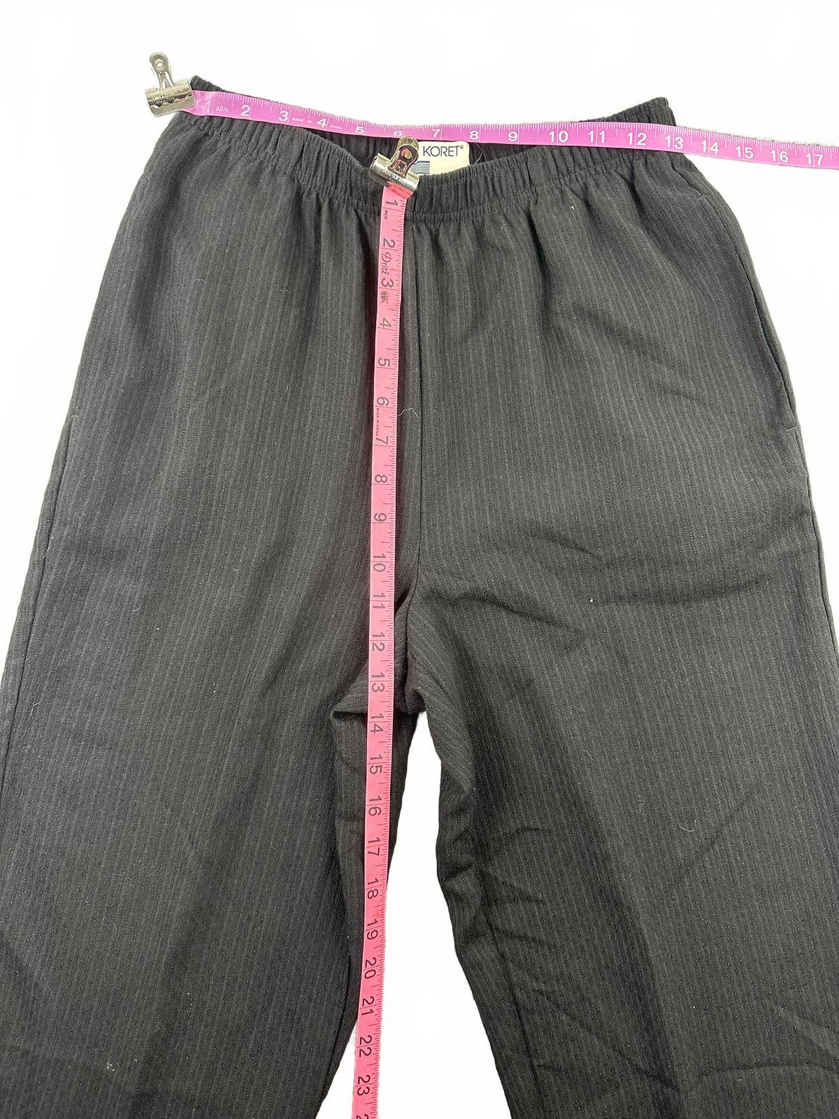 Koret Black Cropped Pinstripe Pants with Embroidered Hem