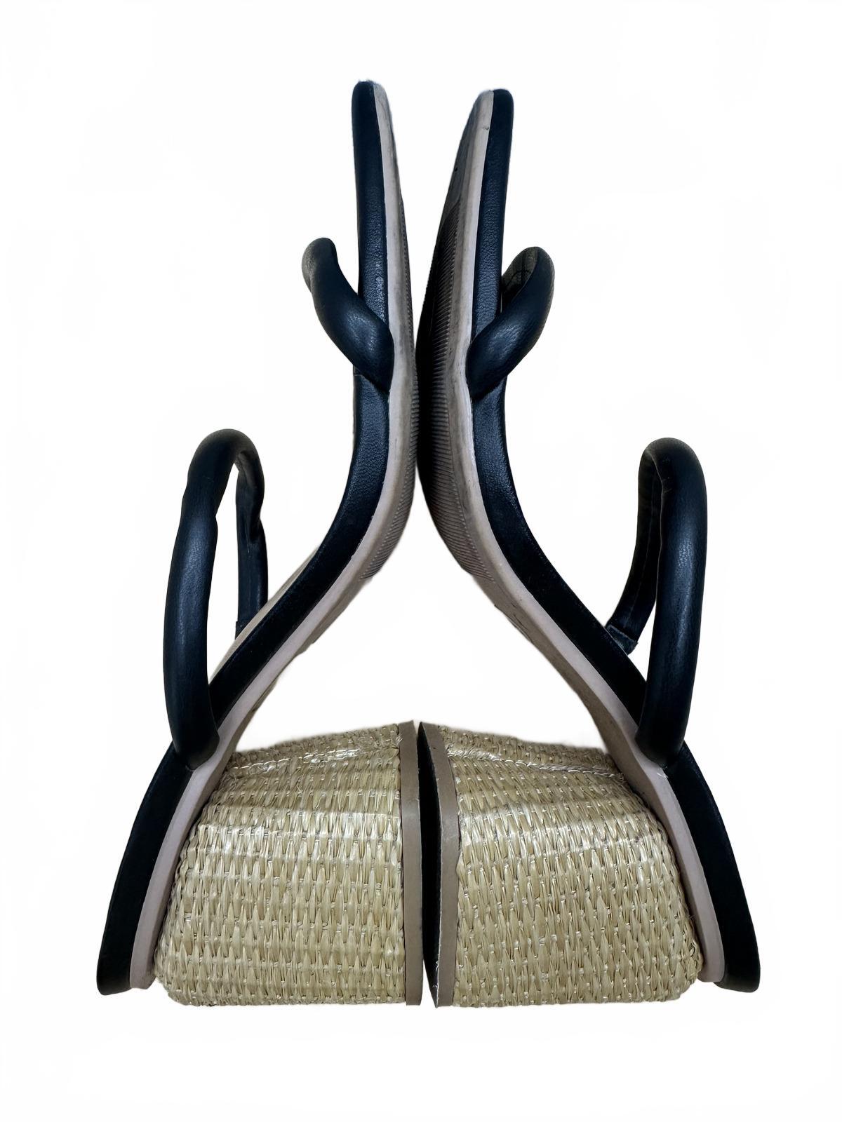A New Day Black Strappy Sandals with Woven Block Heel
