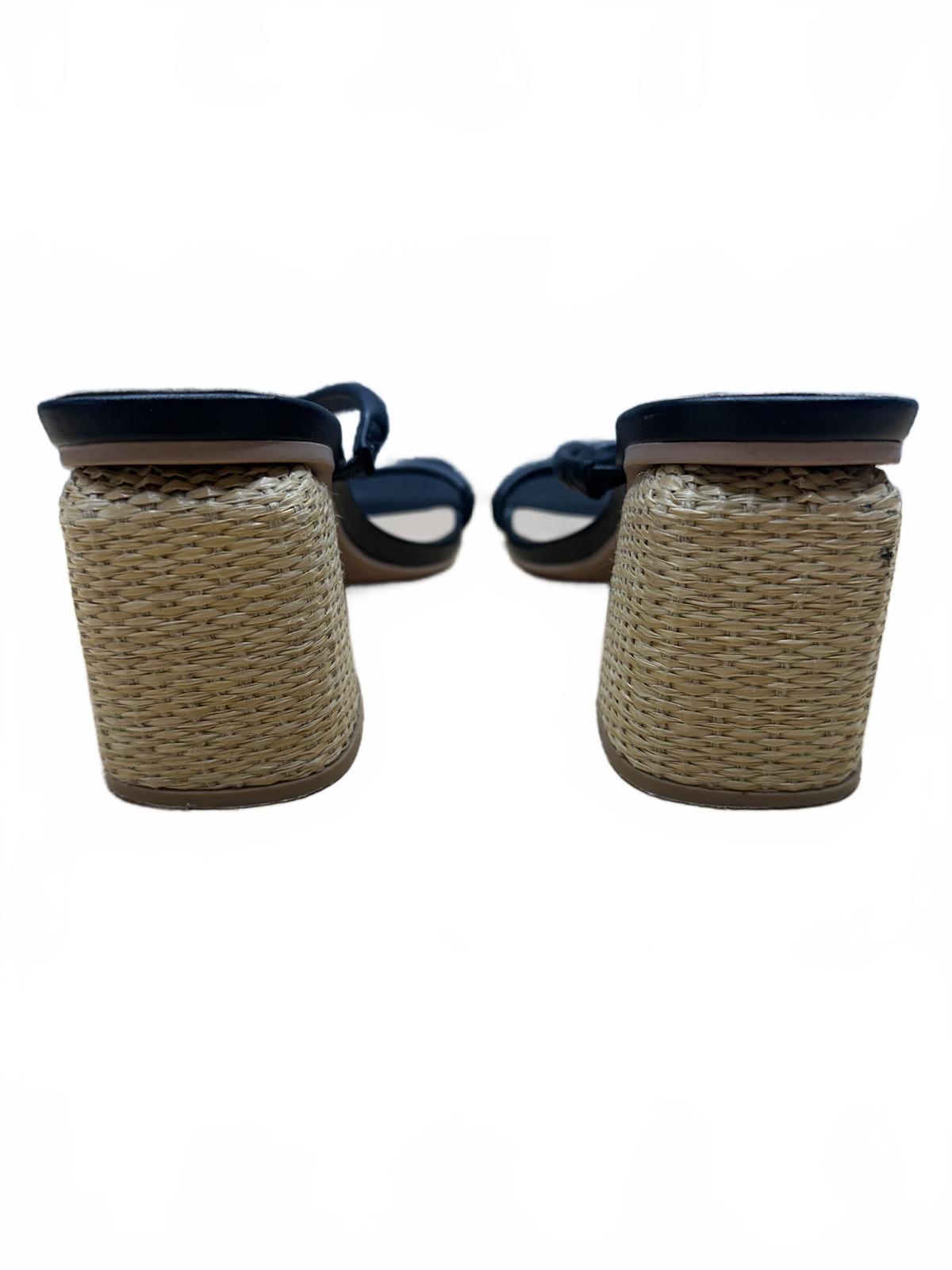 A New Day Black Strappy Sandals with Woven Block Heel