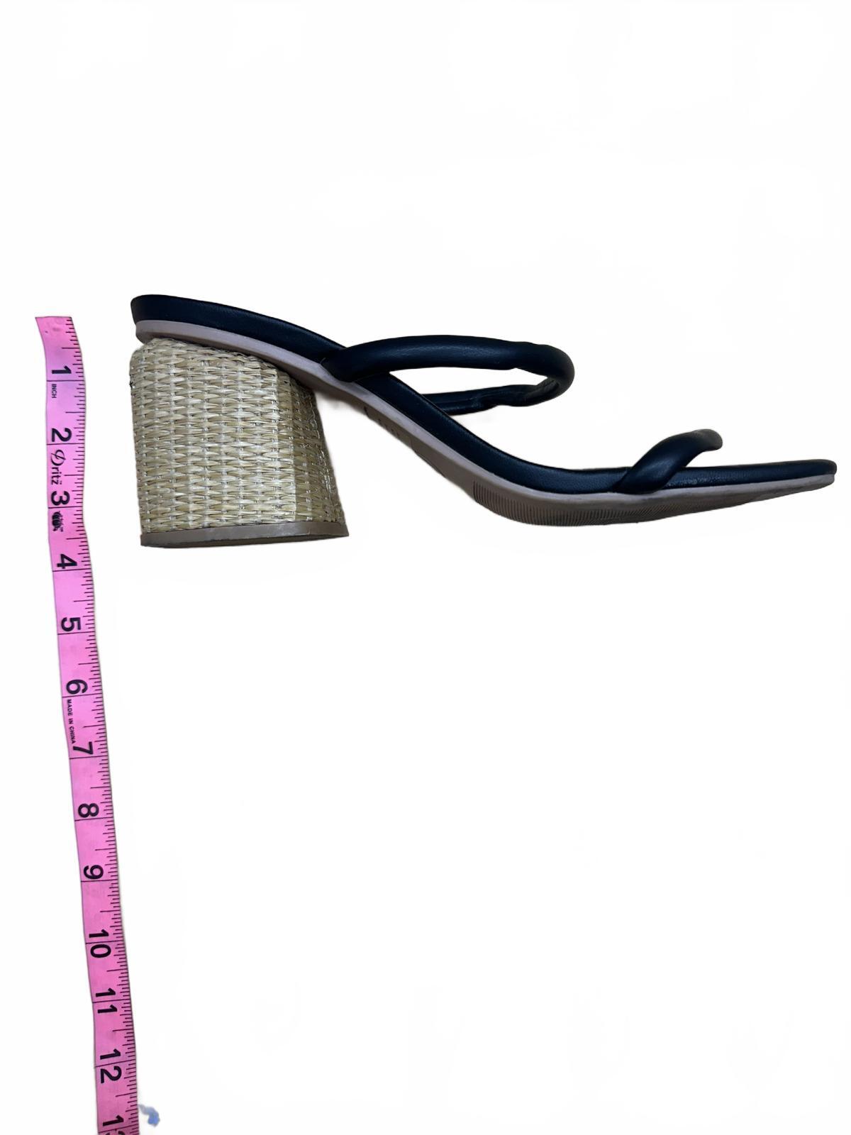 A New Day Black Strappy Sandals with Woven Block Heel