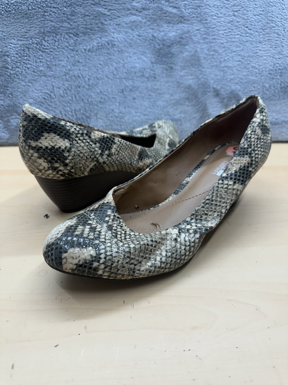 Clarks Snake Print Wedge Pumps Comfortable Chic Statement Footwear