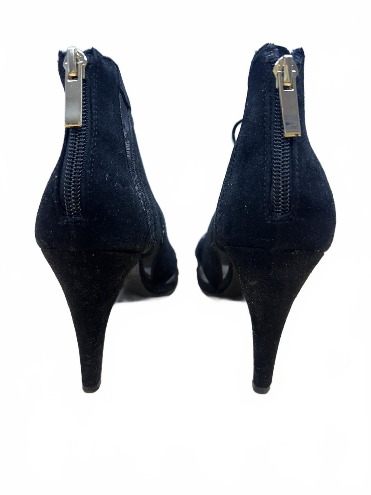 Kelly & Katie Black Mesh and Suede High Heel Sandals