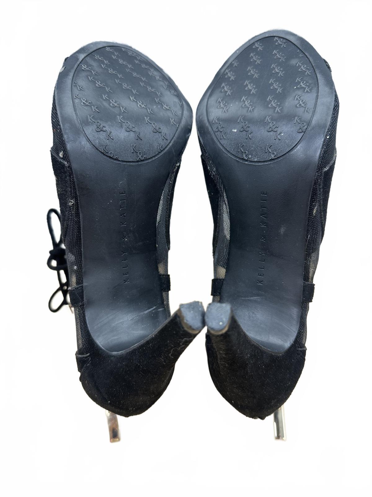 Kelly & Katie Black Mesh and Suede High Heel Sandals
