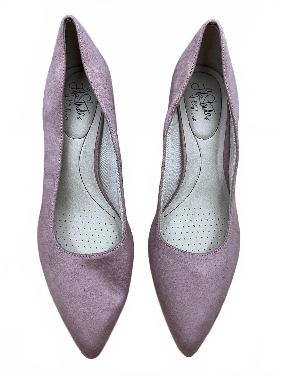 LifeStride Mauve Pink Suede Pointed Toe Kitten Heel Pumps