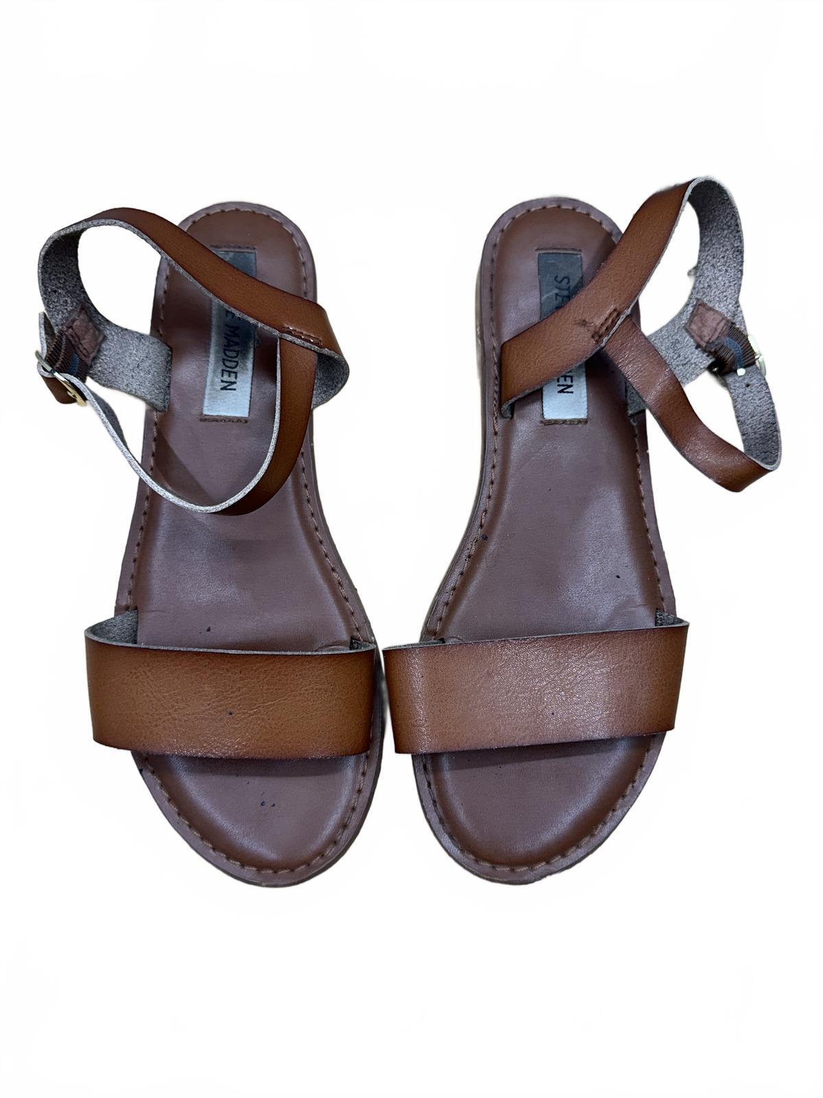 Steve Madden Brown Sandals Flat Strap Adjustable Ankle