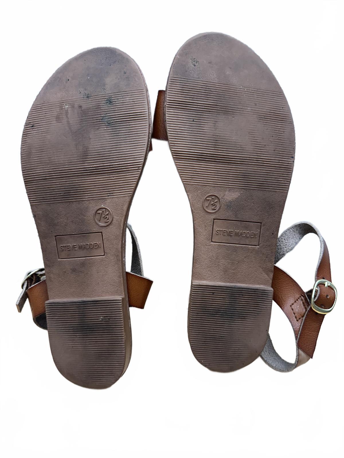 Steve Madden Brown Sandals Flat Strap Adjustable Ankle