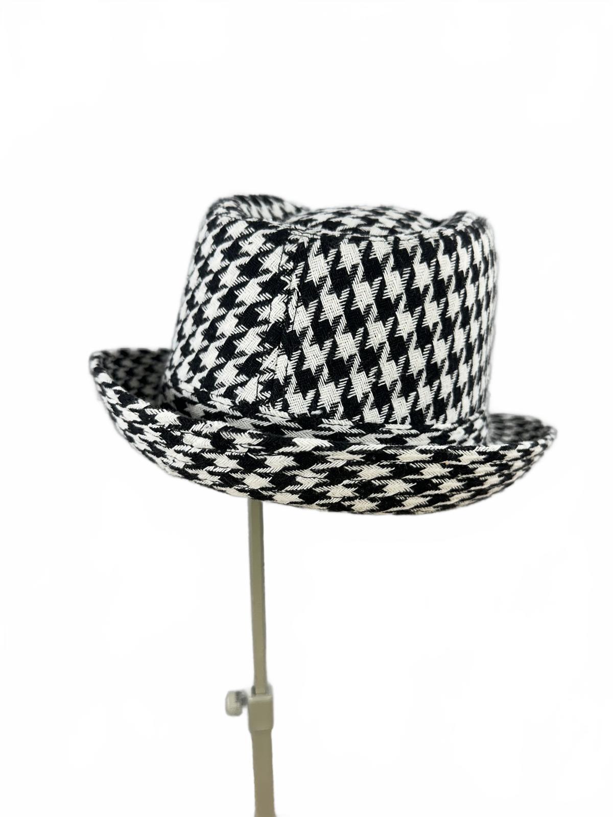 Black and White Houndstooth Fedora Hat