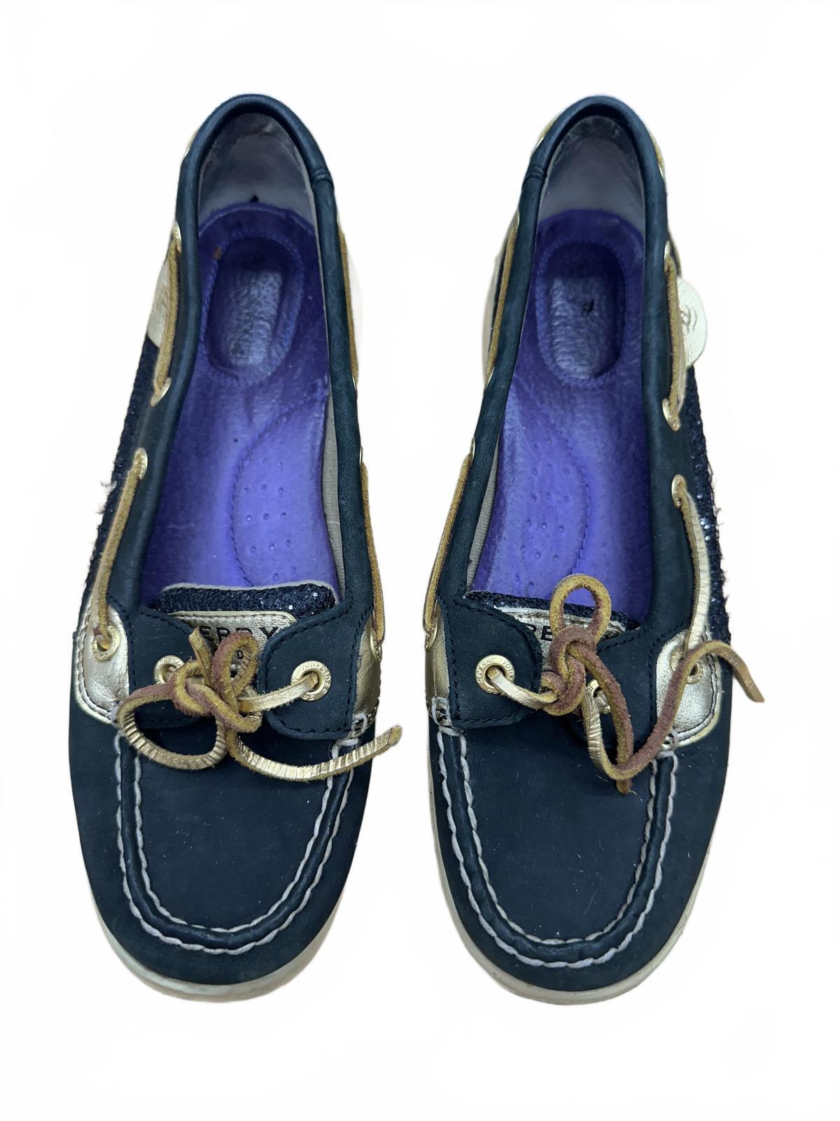 Sperry Black and Gold Boat Shoes Classic Nautical