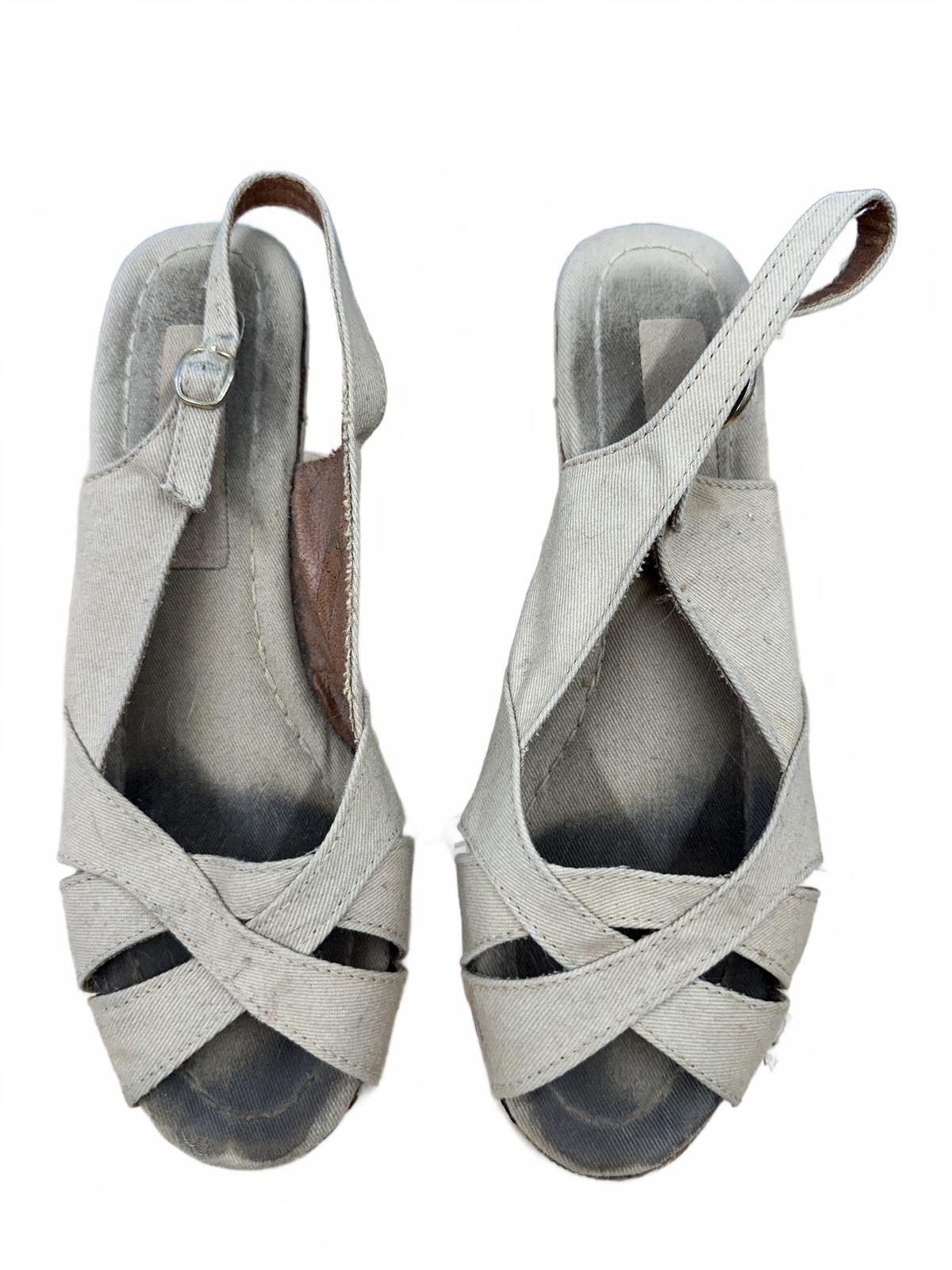 Beige Suede Slingback Wedge Heels Classic Timeless