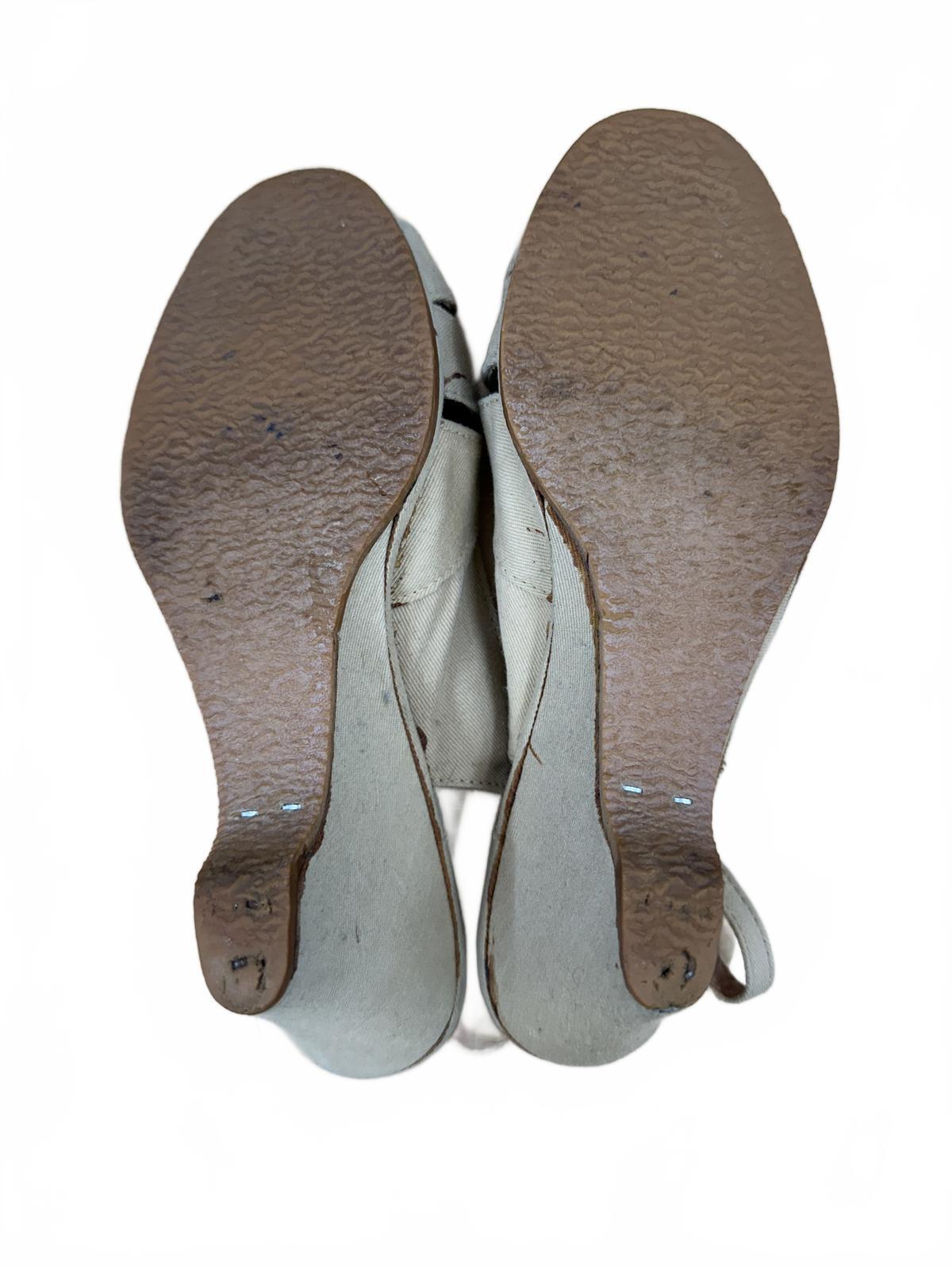 Beige Suede Slingback Wedge Heels Classic Timeless