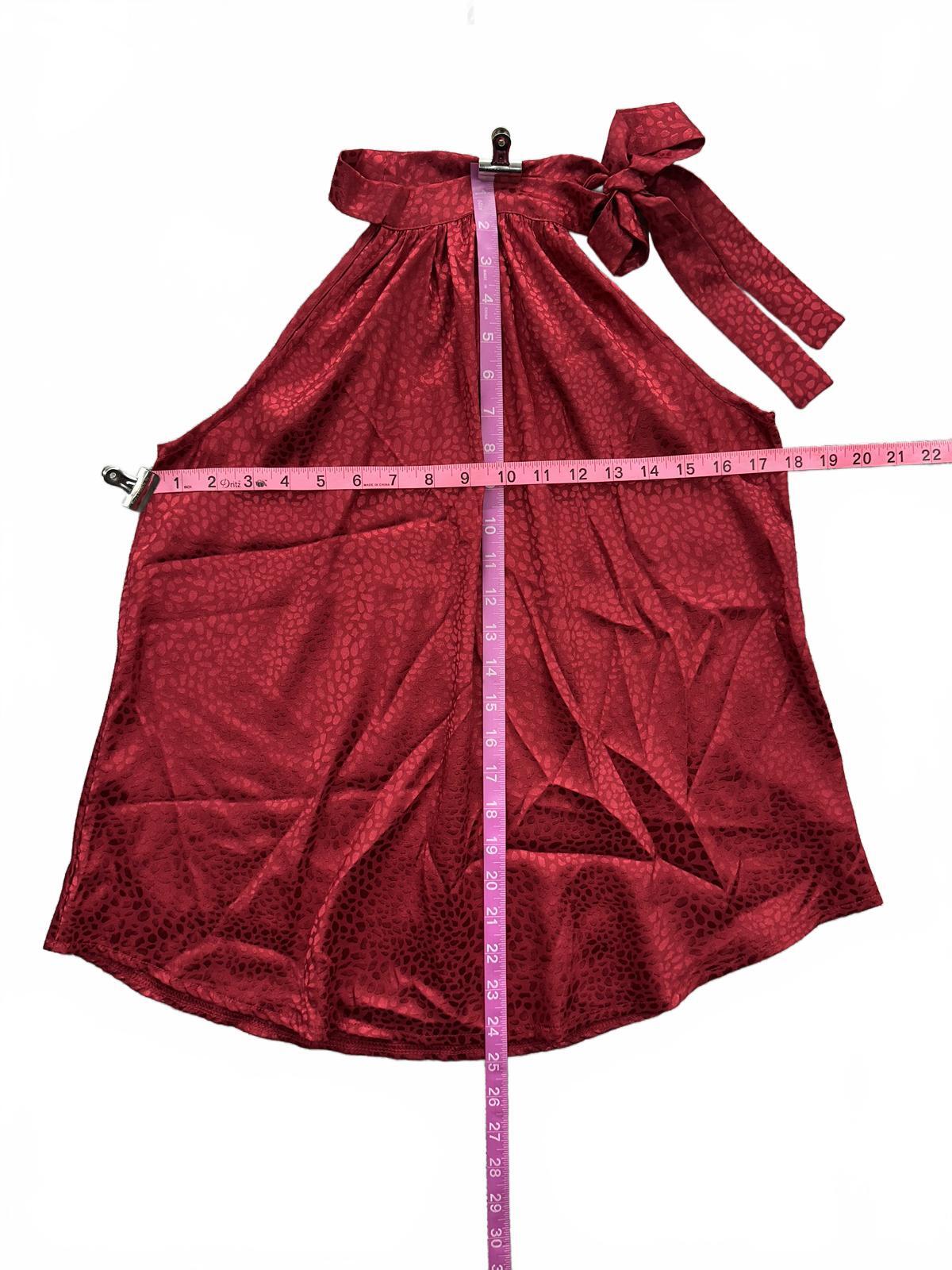 BTFBM Red Satin Halter Neck Top Elegant Evening Wear Adjustable Tie