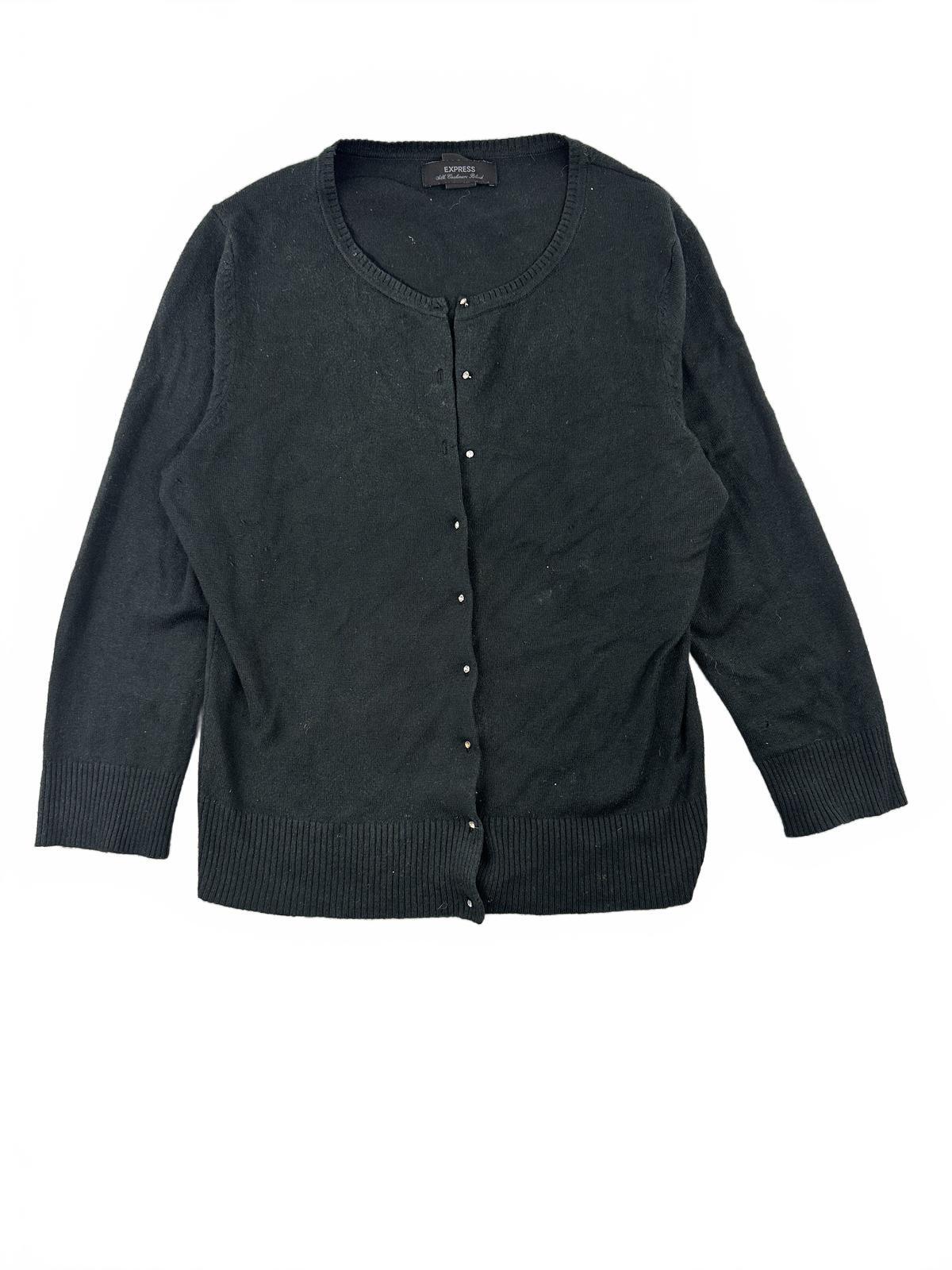 Express Black Silk Cashmere Blend Cardigan Sweater Classic Minimalist Preppy