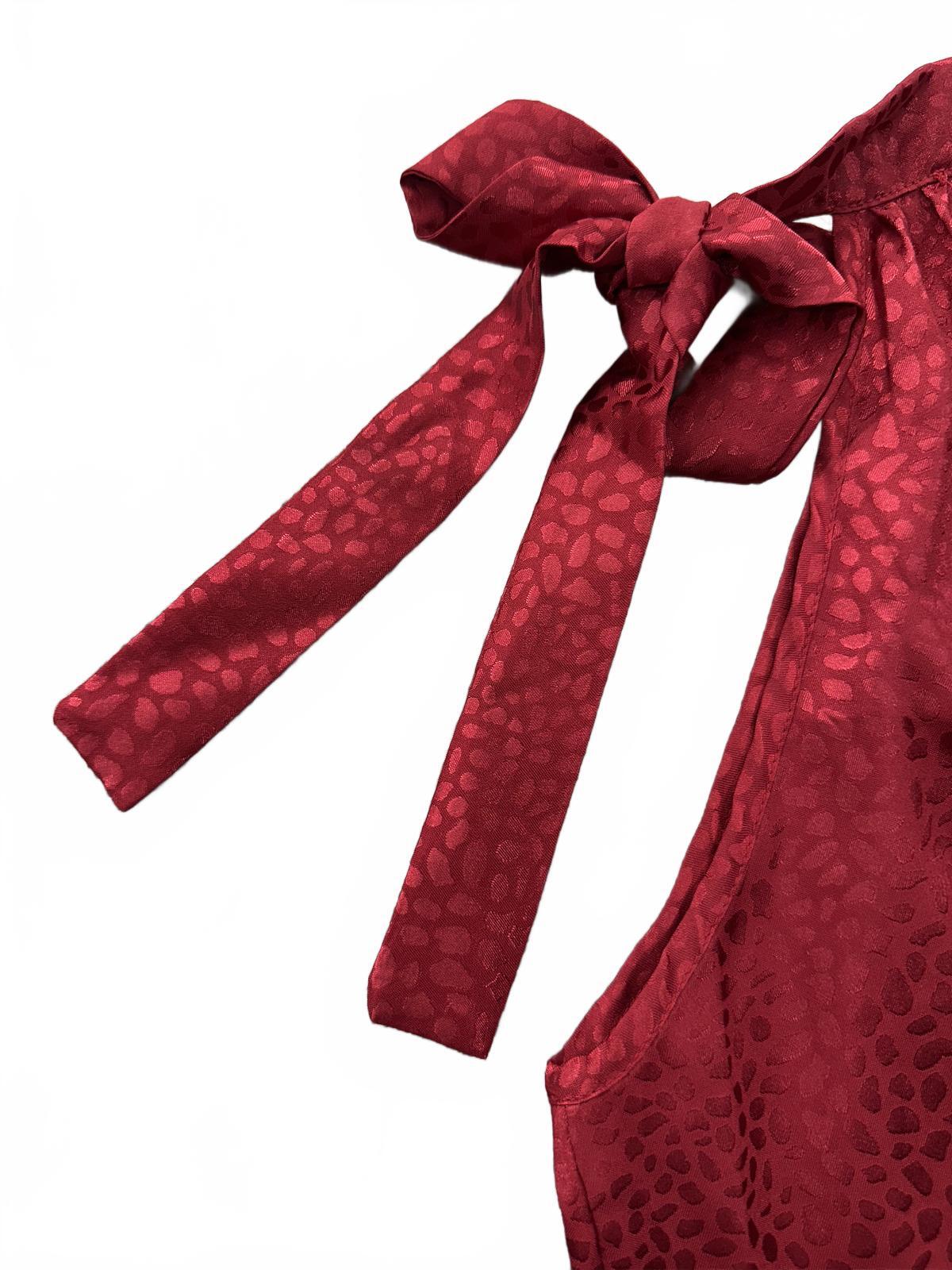 BTFBM Red Satin Halter Neck Top Elegant Evening Wear Adjustable Tie