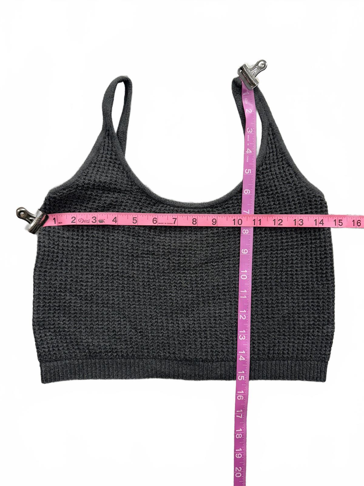 Old Navy Black Waffle Knit Cropped Tank Top
