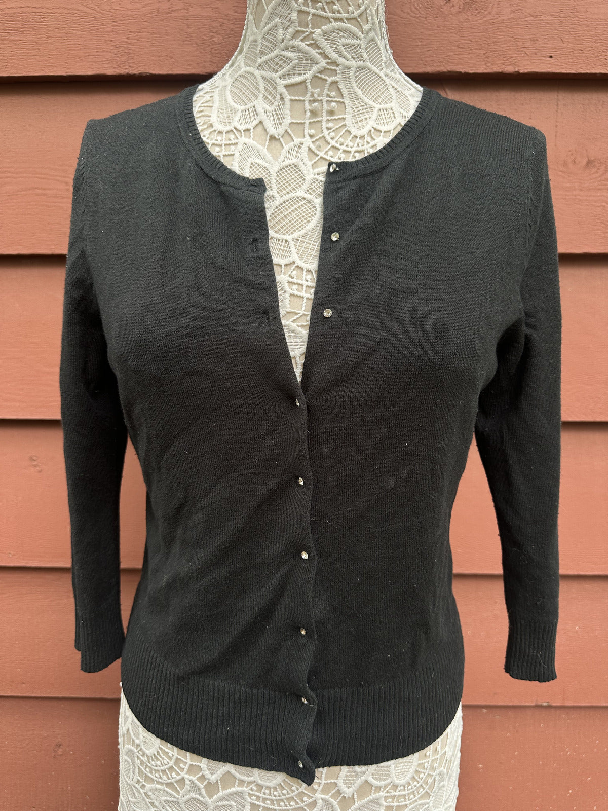 Express Black Silk Cashmere Blend Cardigan Sweater Classic Minimalist Preppy