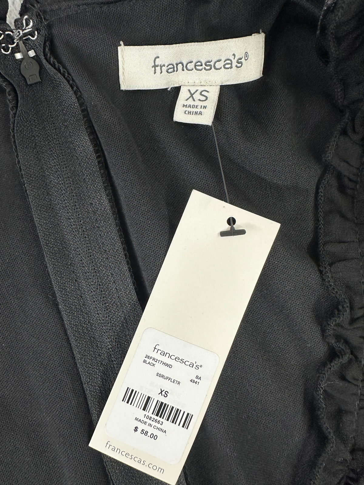 Francesca's Black Ruffle Tiered Dress Feminine Puff Sleeve Coquette