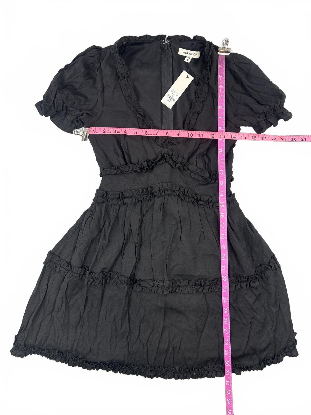 Francesca's Black Ruffle Tiered Dress Feminine Puff Sleeve Coquette