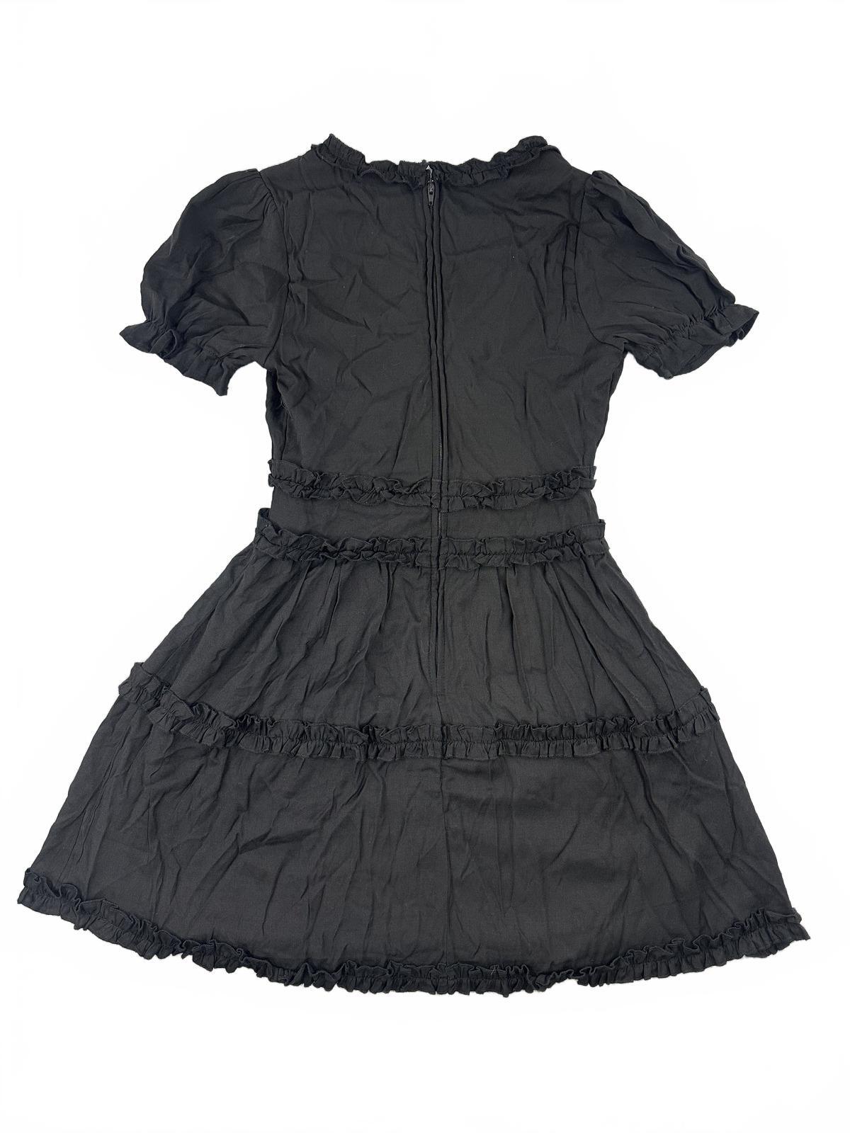 Francesca's Black Ruffle Tiered Dress Feminine Puff Sleeve Coquette