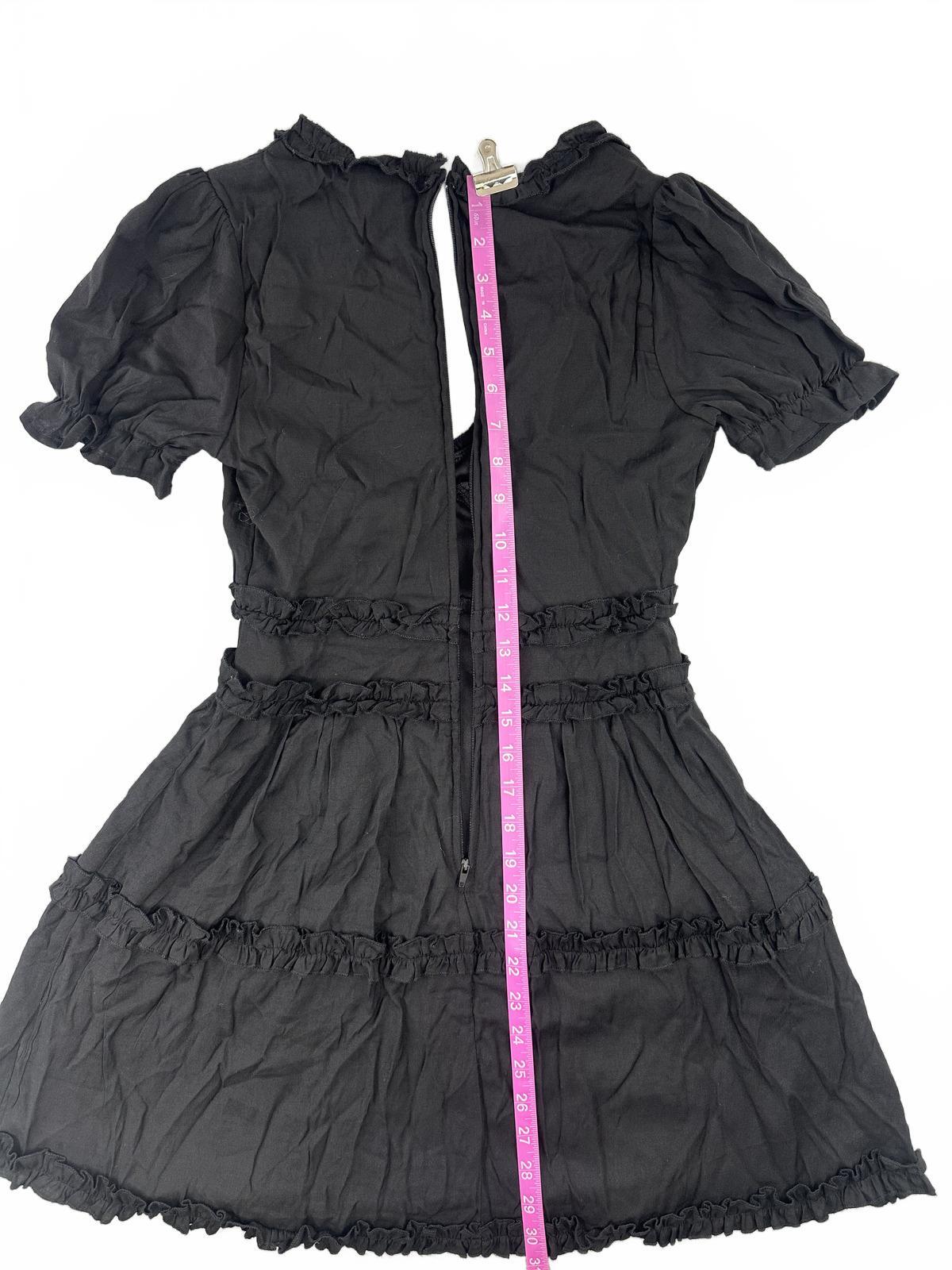 Francesca's Black Ruffle Tiered Dress Feminine Puff Sleeve Coquette