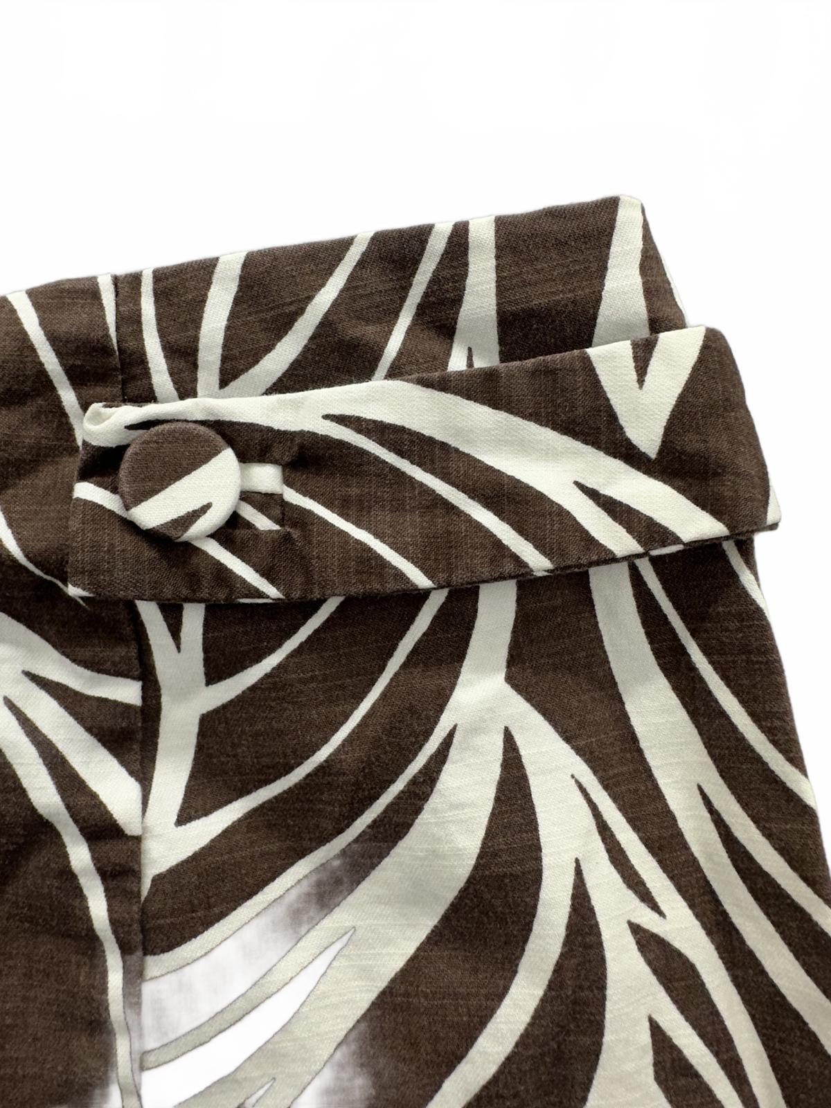 George Coffee House Print Skirt  Brown and Cream