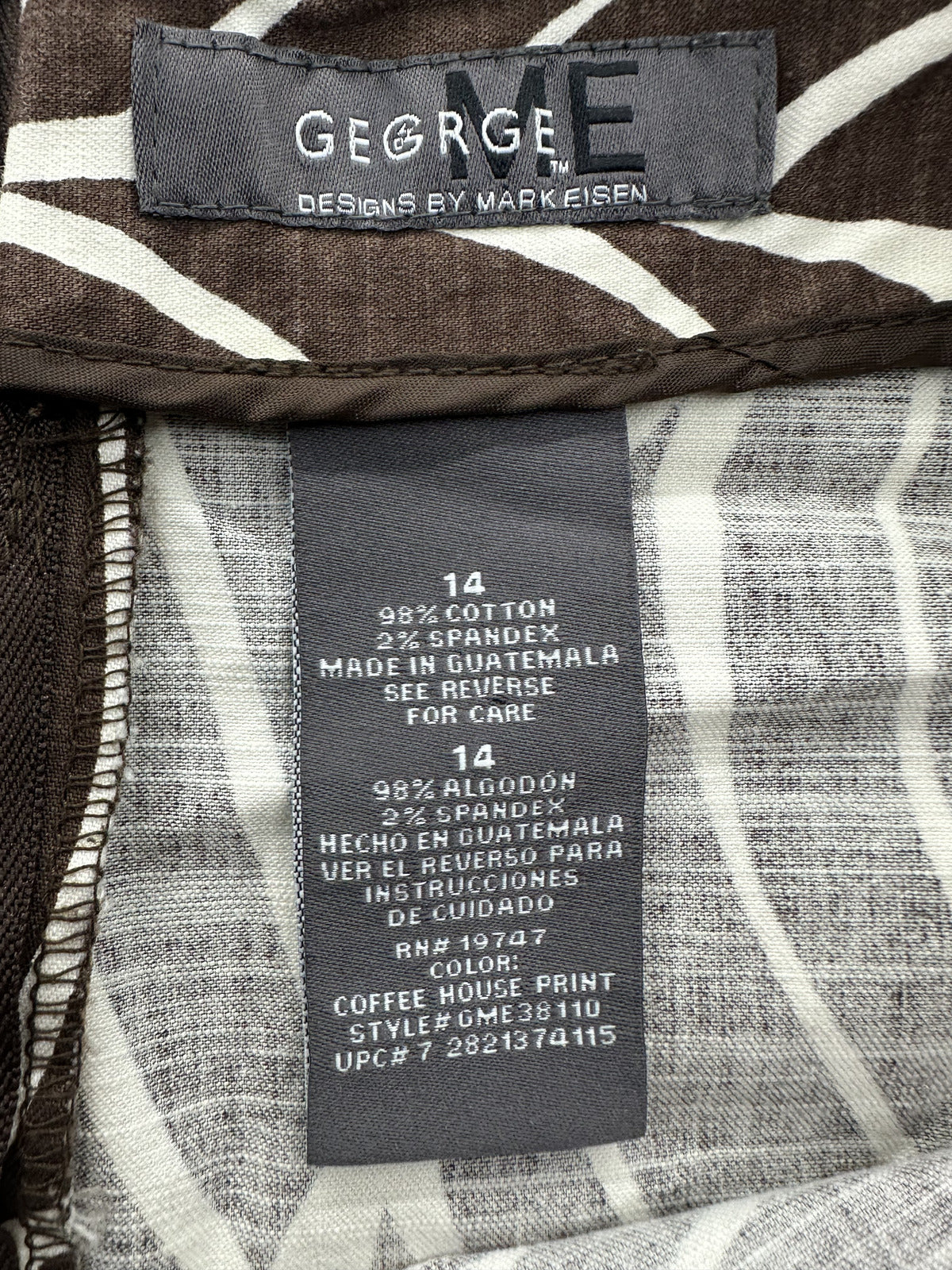 George Coffee House Print Skirt  Brown and Cream