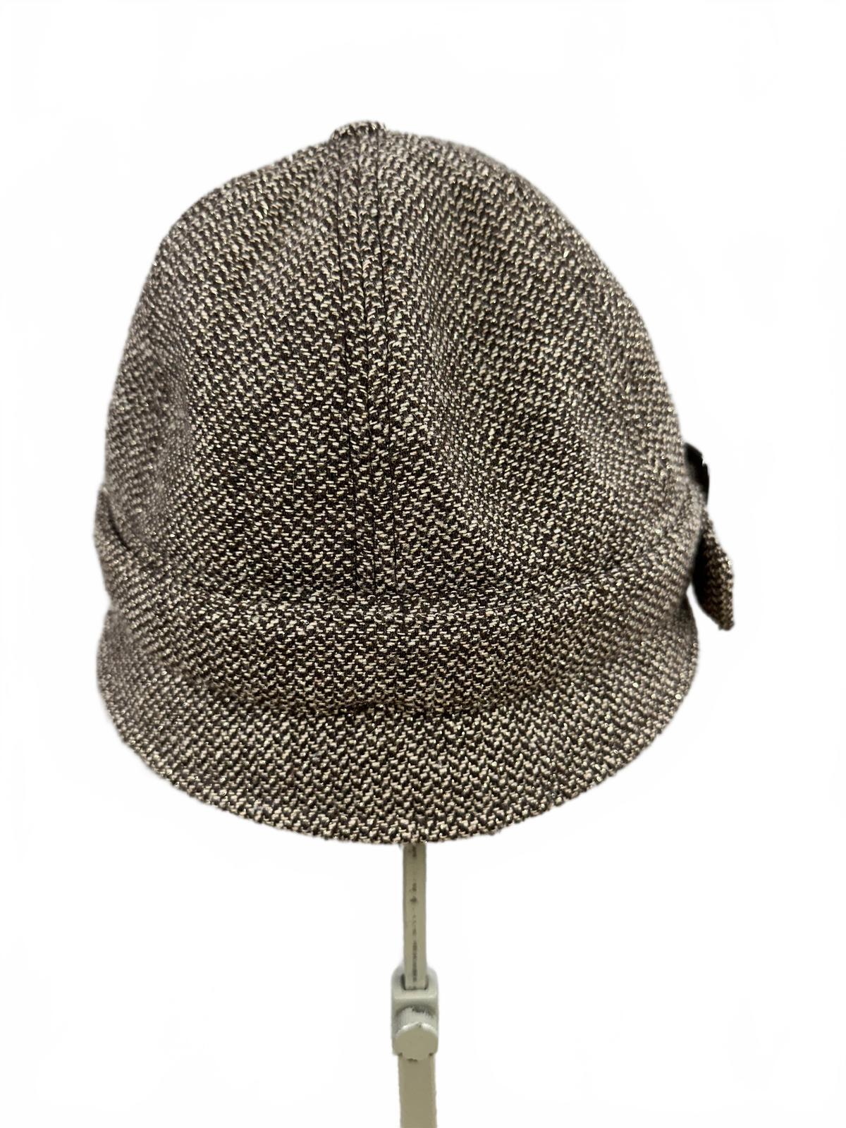 Vintage Brown Tweed Wool Cloche Hat with Buckle Detail