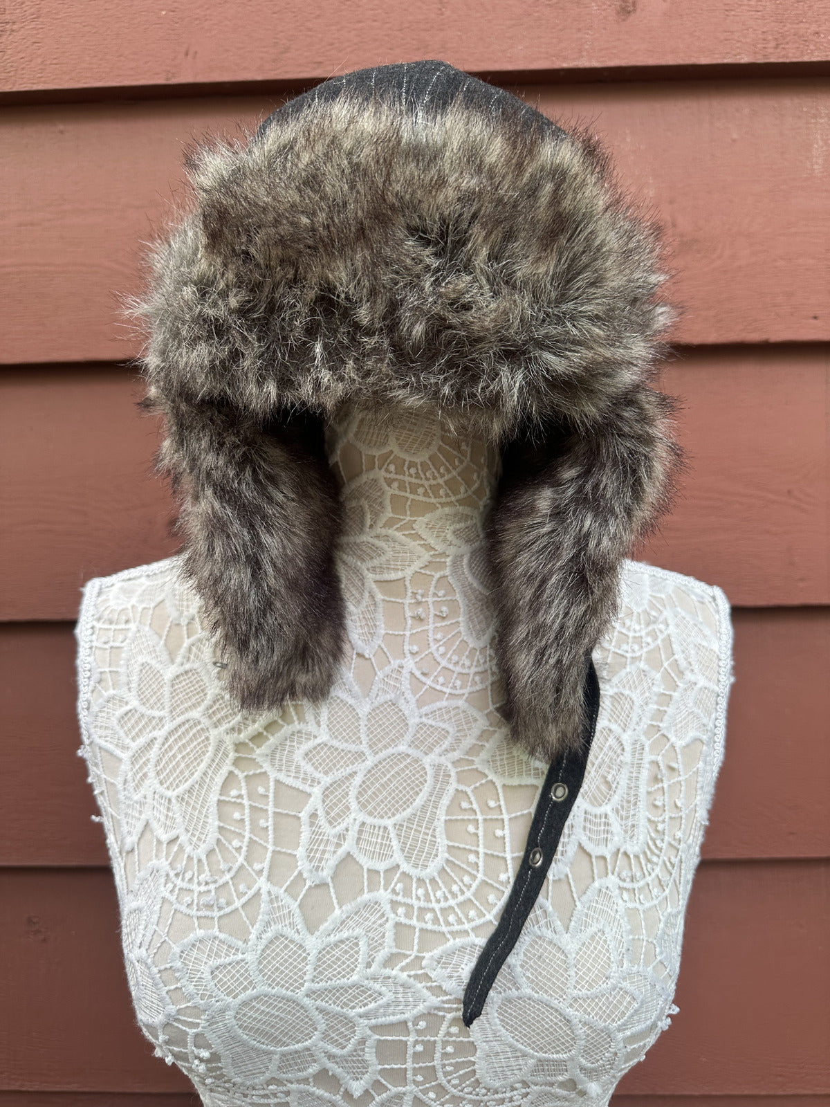 Vintage Faux Fur Trapper Hat Winter Aviator Style