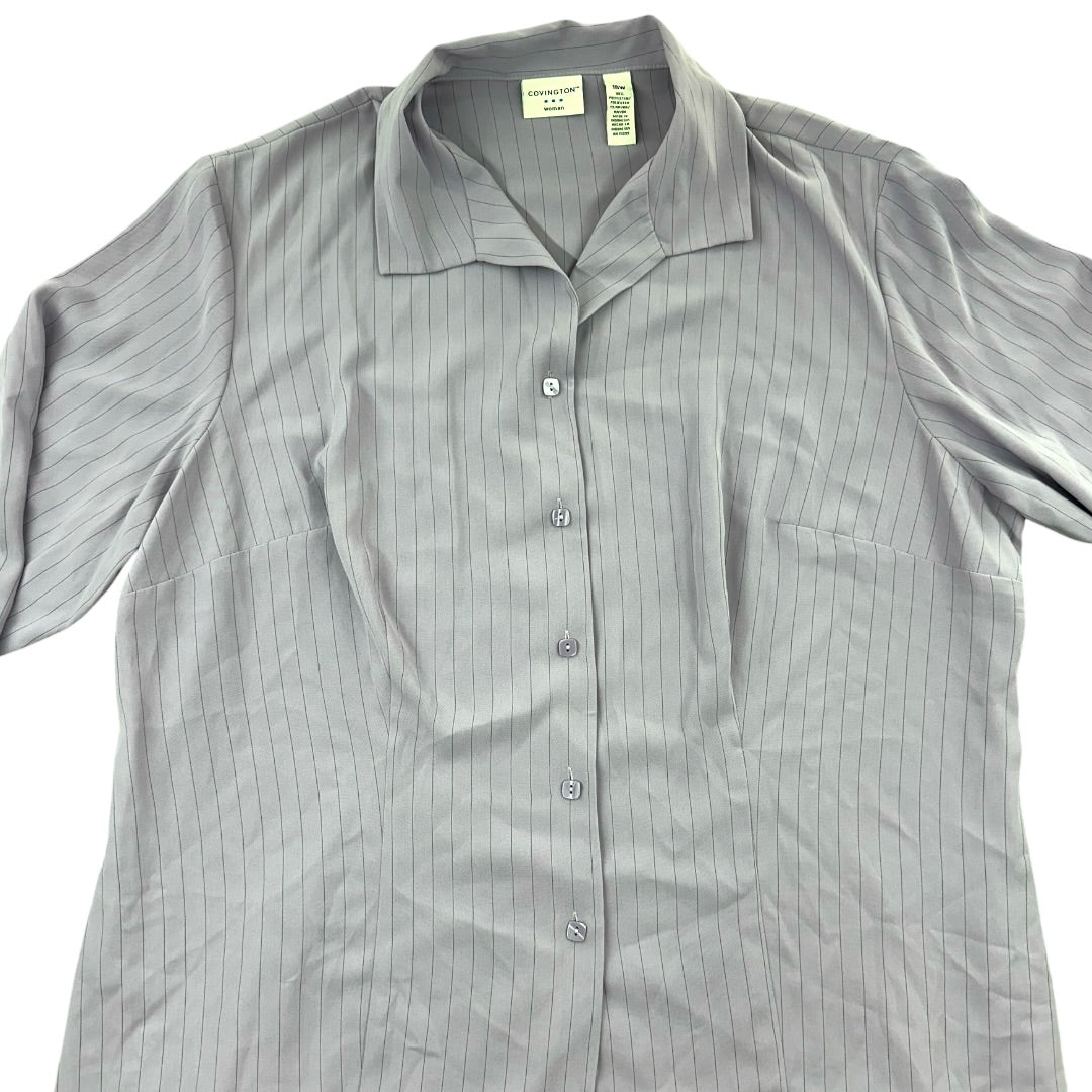 Covington Lavender Pinstriped Long Sleeve Blouse NWT