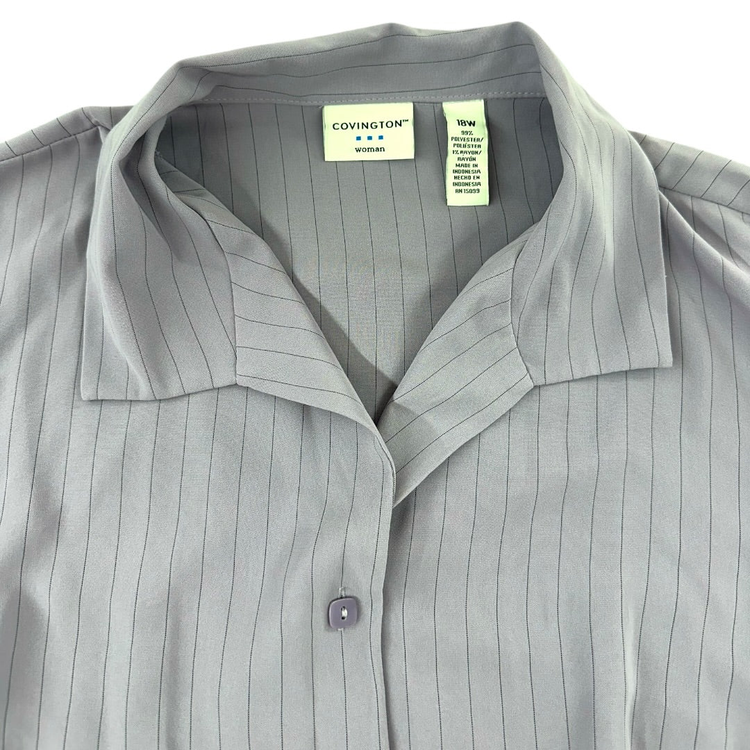 Covington Lavender Pinstriped Long Sleeve Blouse NWT