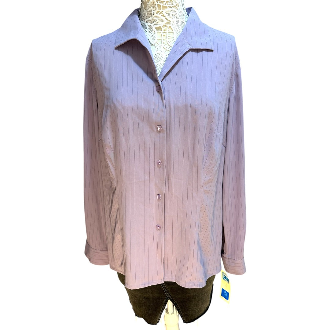 Covington Lavender Pinstriped Long Sleeve Blouse NWT