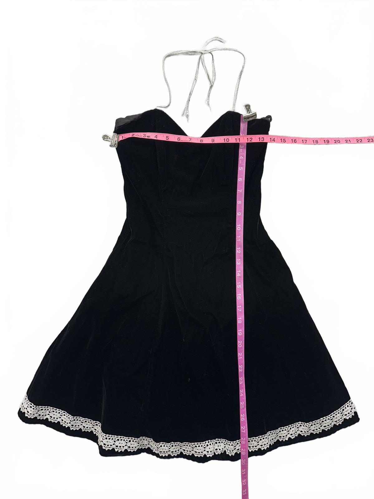 Rampage Vintage Black Velvet Strapless Dress with White Lace Trim