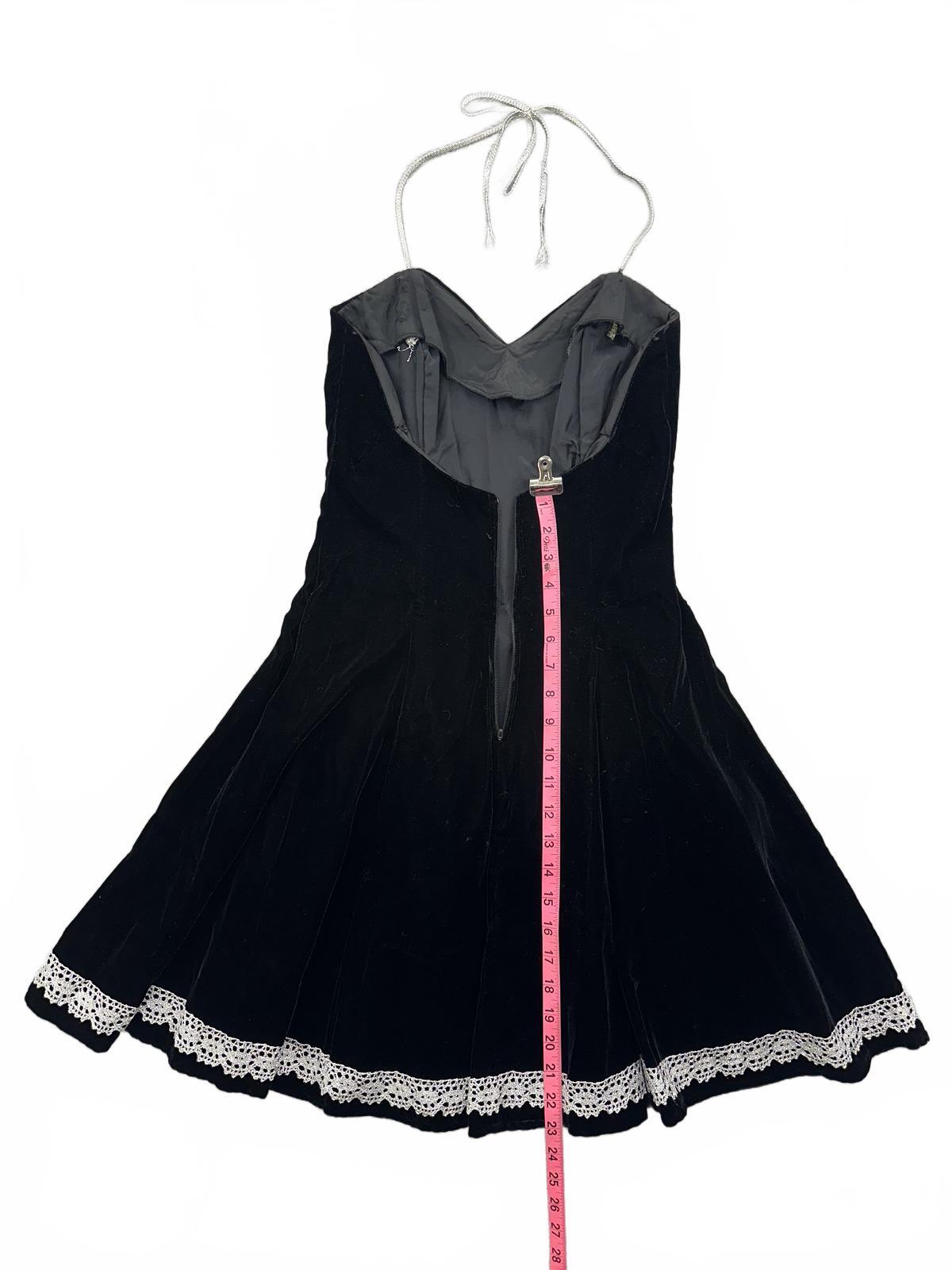 Rampage Vintage Black Velvet Strapless Dress with White Lace Trim