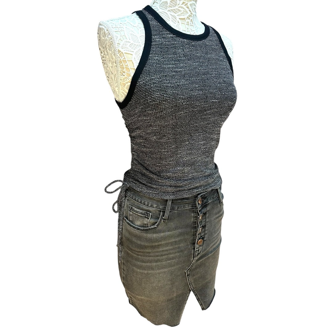 Blue B Heathered Racerback Tank Top with Ruched Drawstring Sides